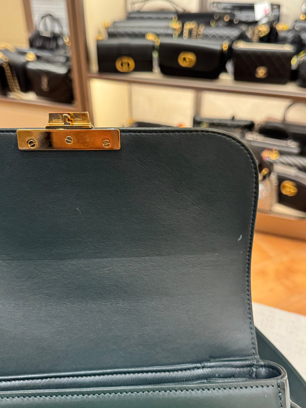 Celine Triomphe Medium Emerald Green