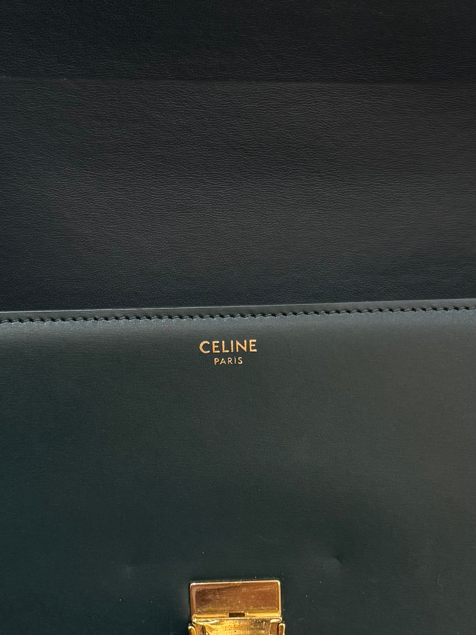 Celine Triomphe Medium Emerald Green
