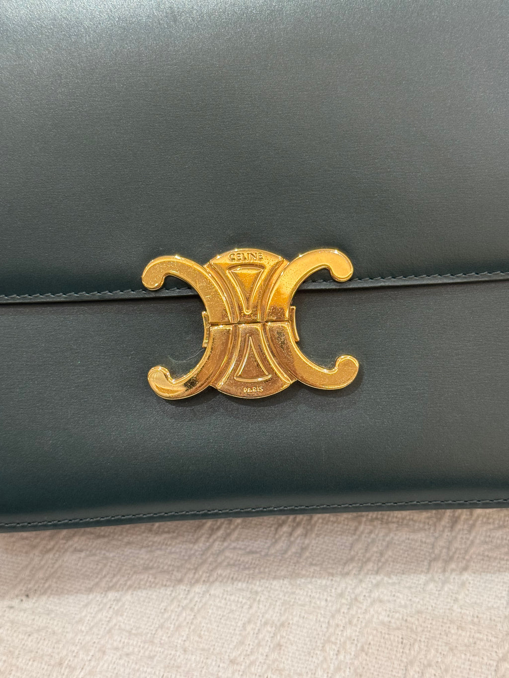 Celine Triomphe Medium Emerald Green