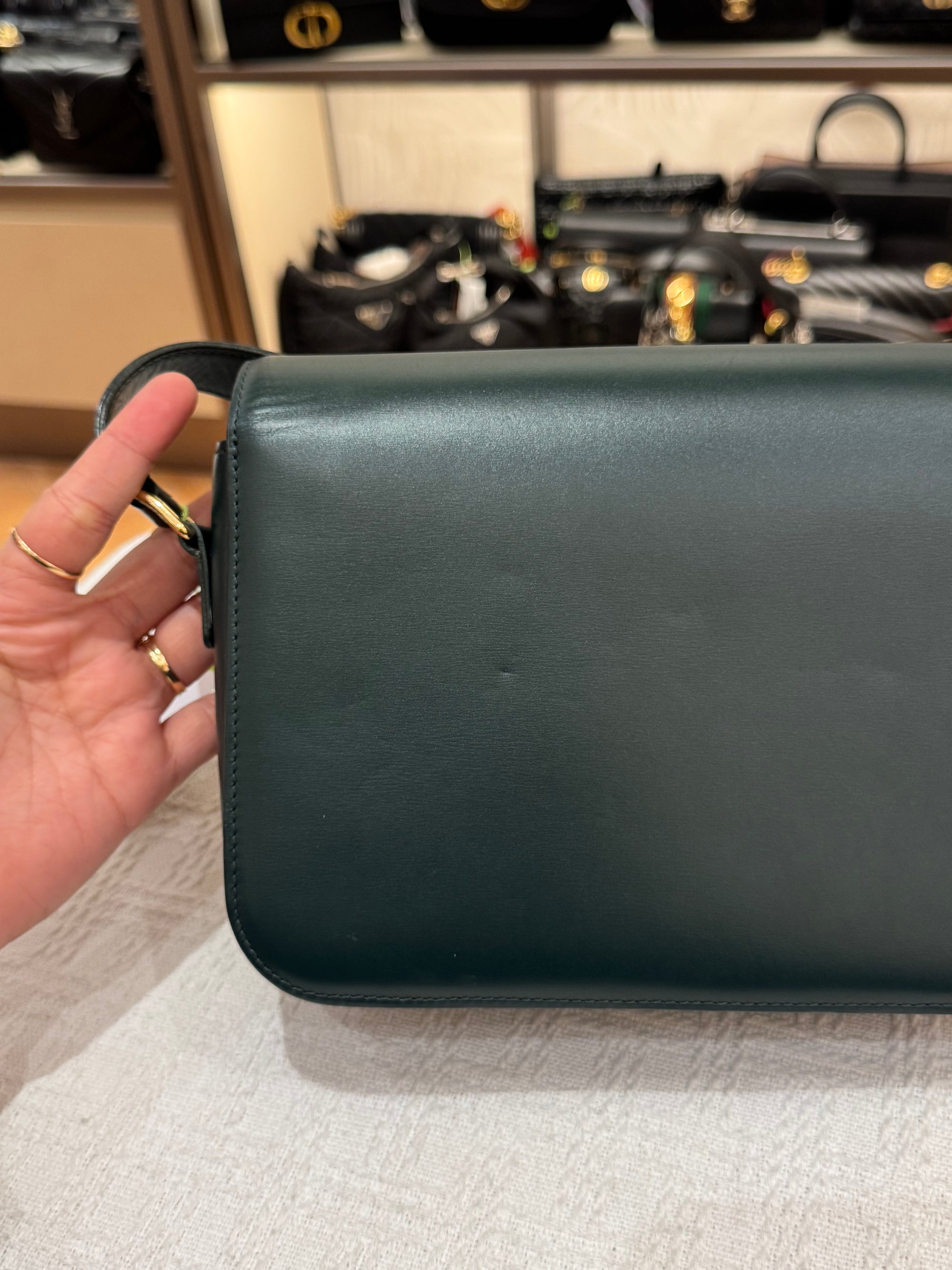 Celine Triomphe Medium Emerald Green