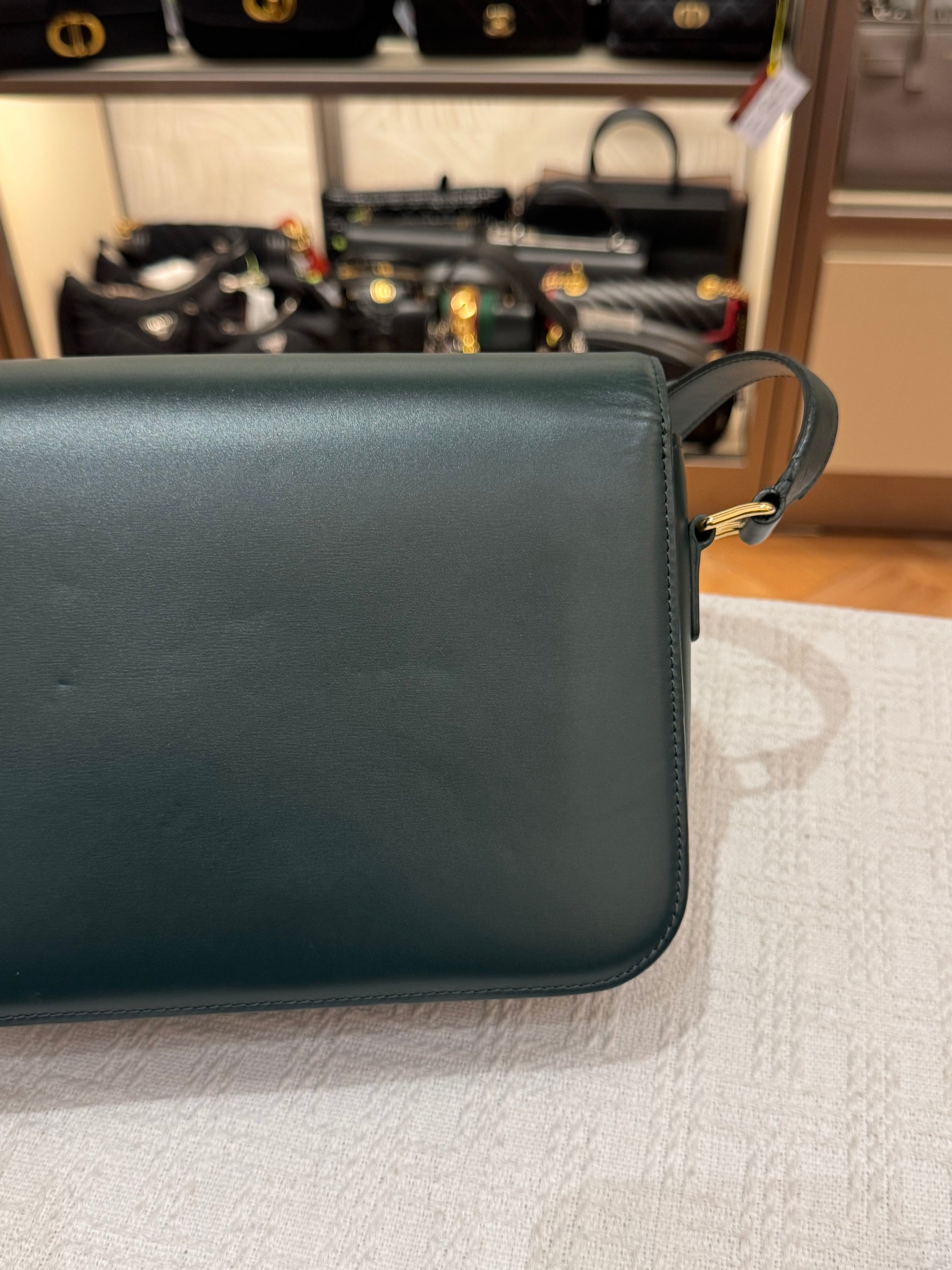 Celine Triomphe Medium Emerald Green