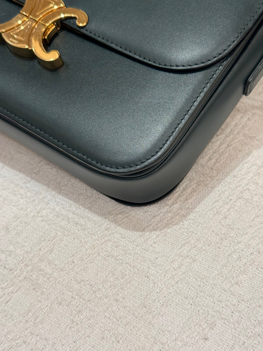 Celine Triomphe Medium Emerald Green