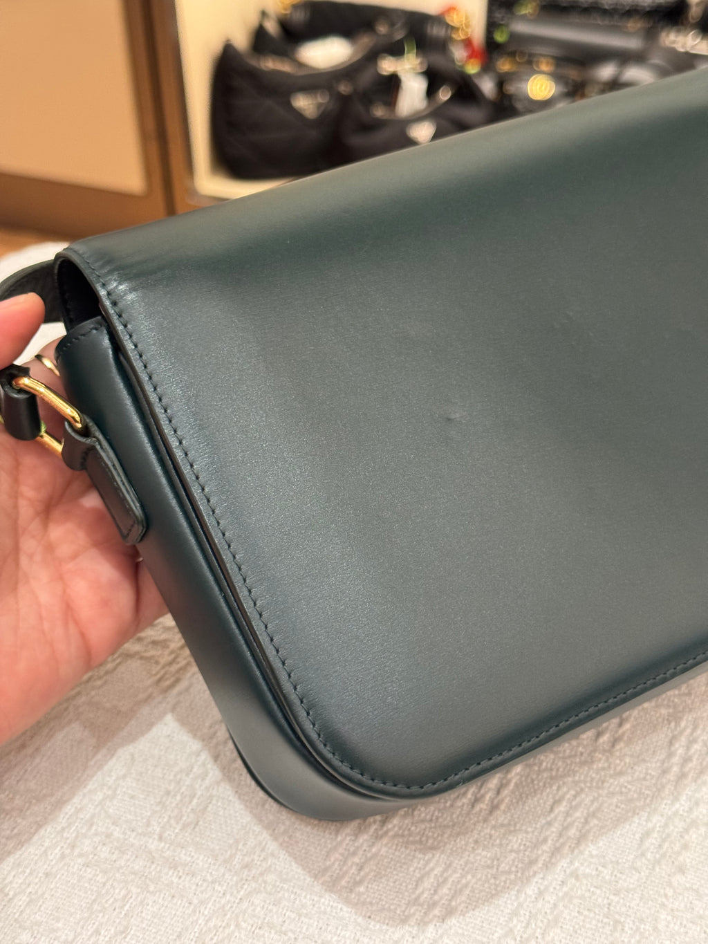 Celine Triomphe Medium Emerald Green