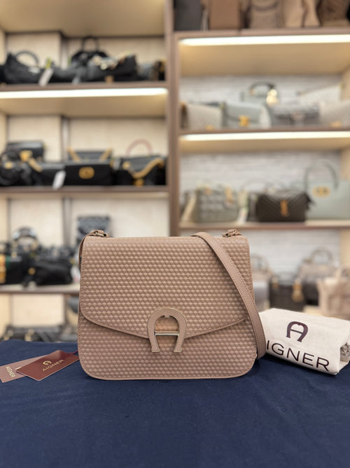 Aigner Flap Crossbody Nude