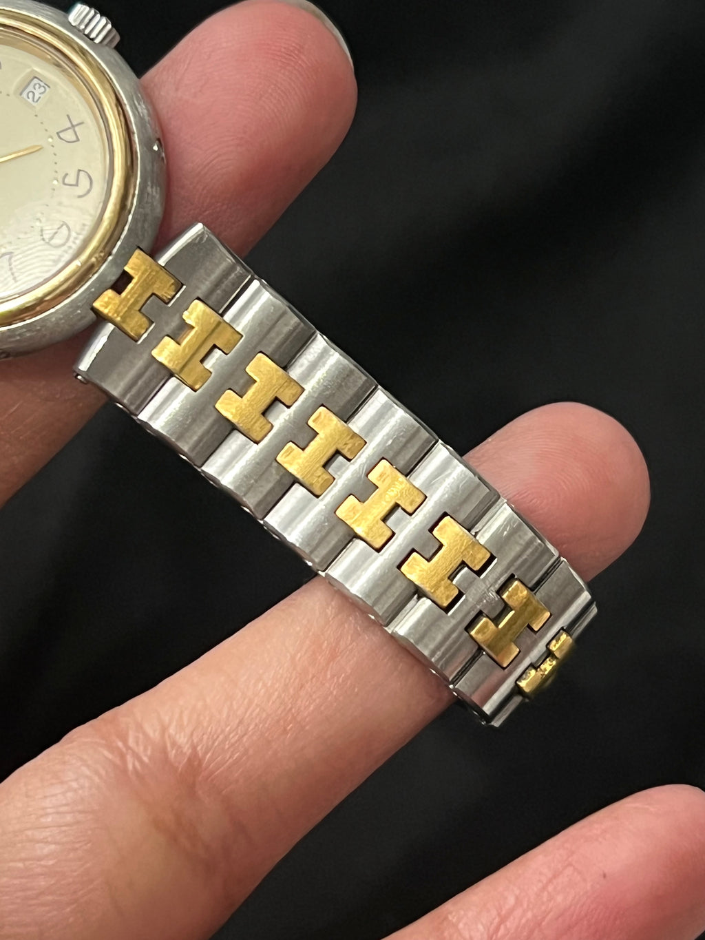 Hermes Clipper Twotoned H Small With Beige Dial