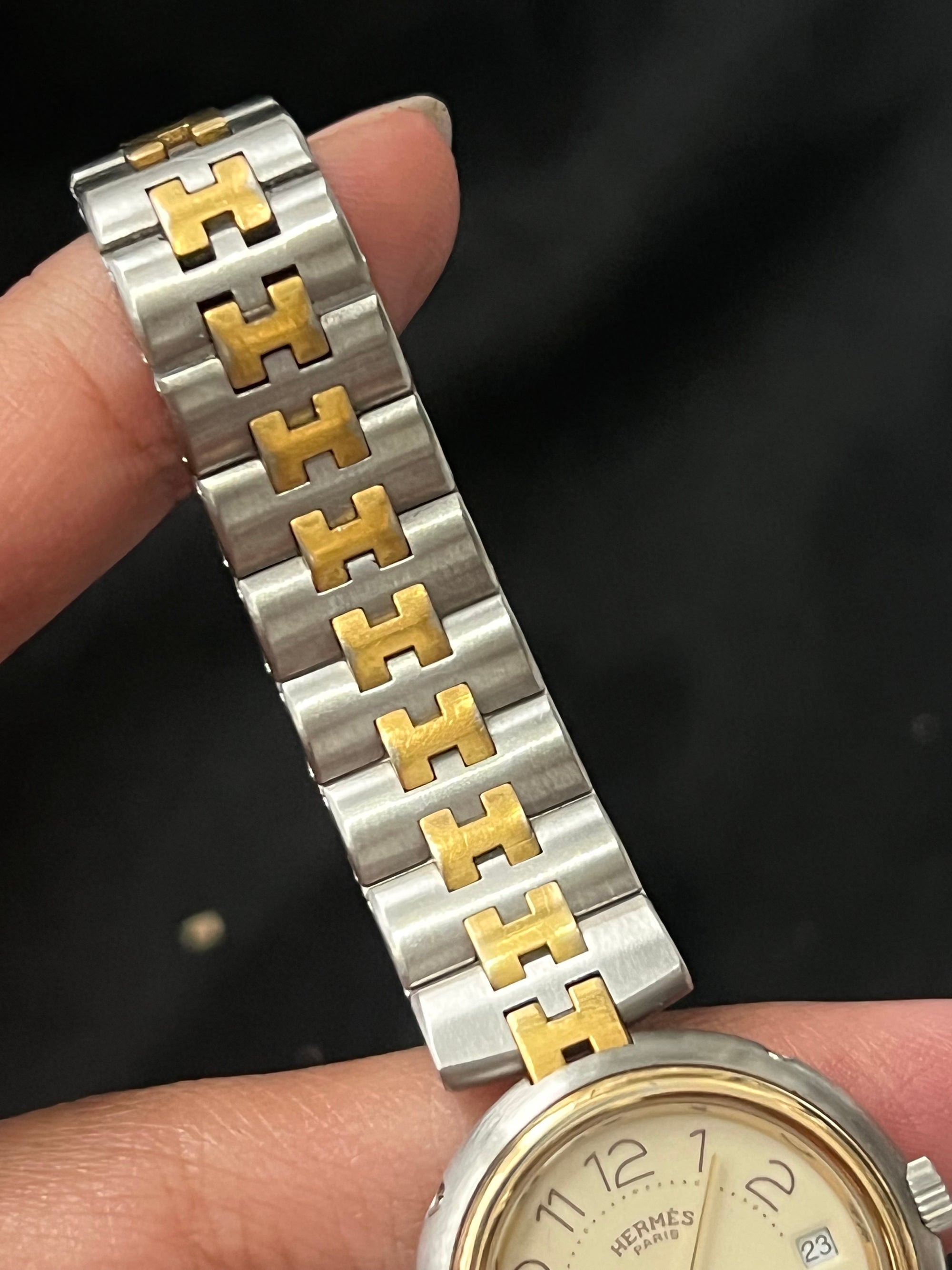 Hermes Clipper Twotoned H Small With Beige Dial