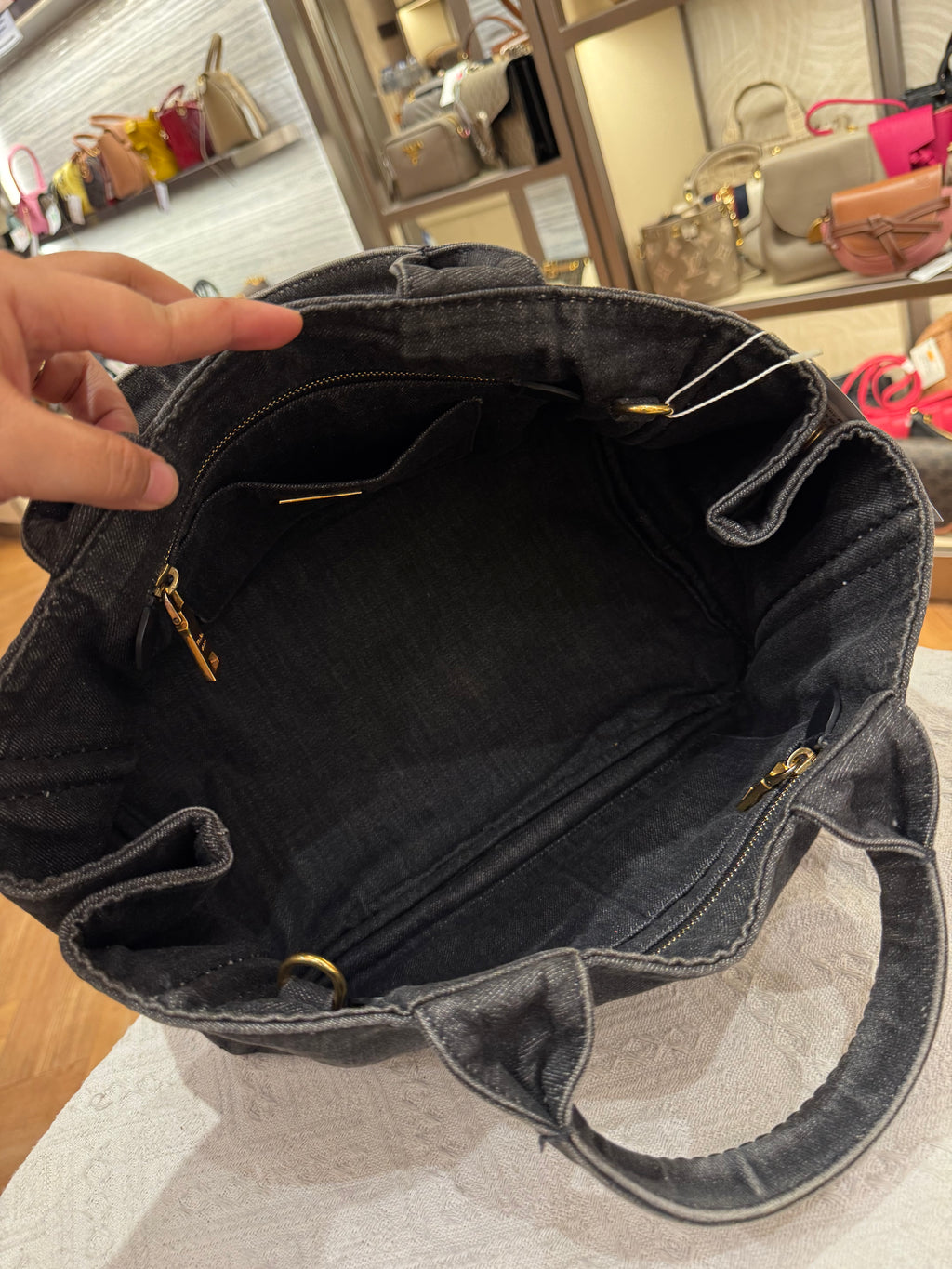 Prada Canapa Denim Tote Small