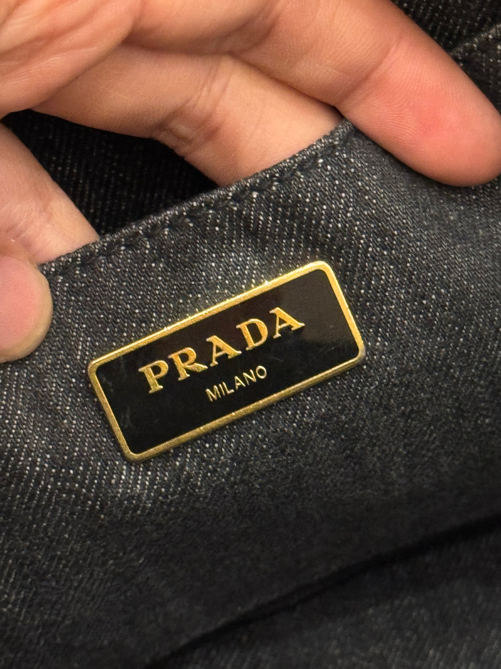 Prada Canapa Denim Tote Small