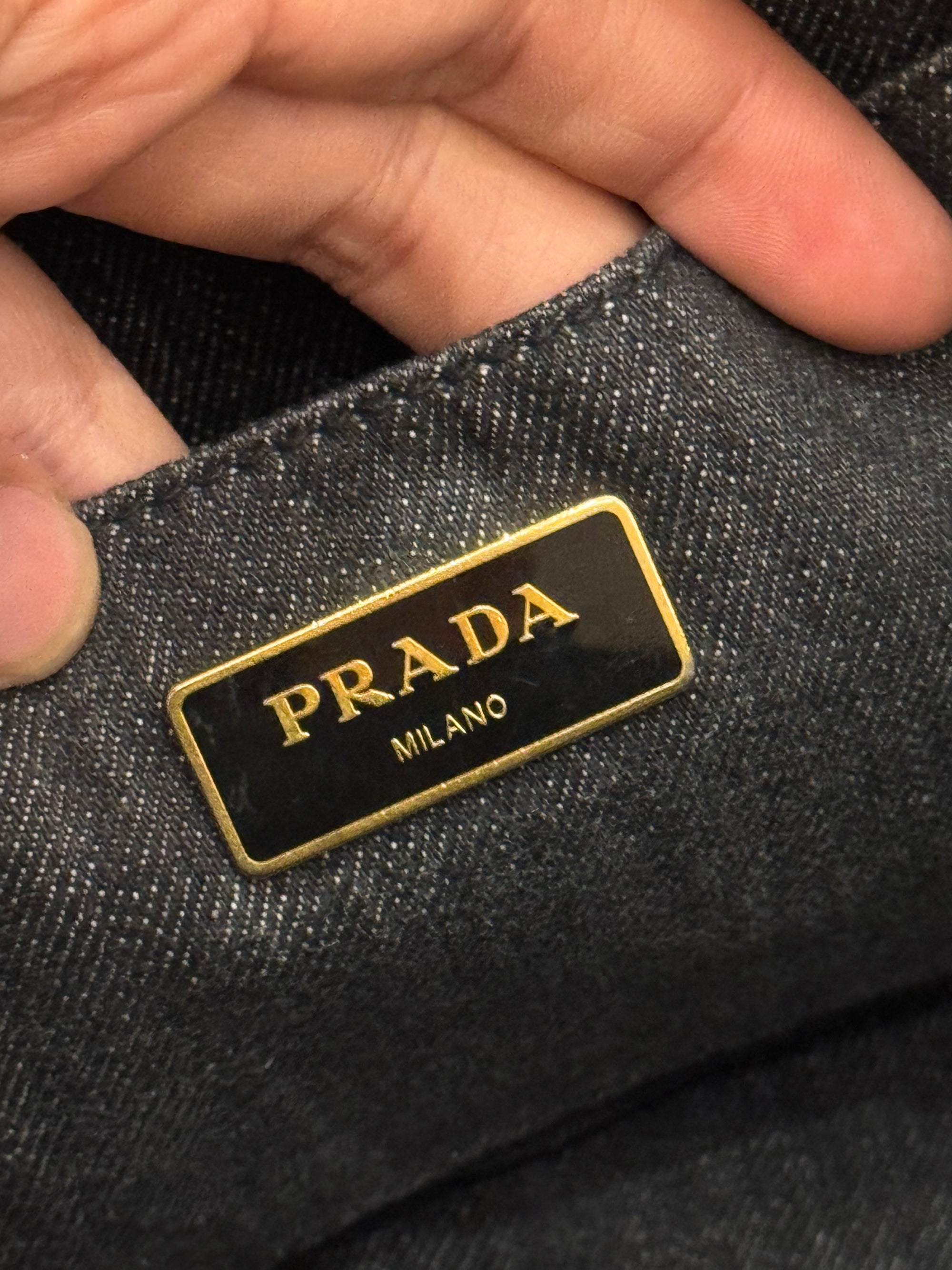 Prada Canapa Denim Tote Small