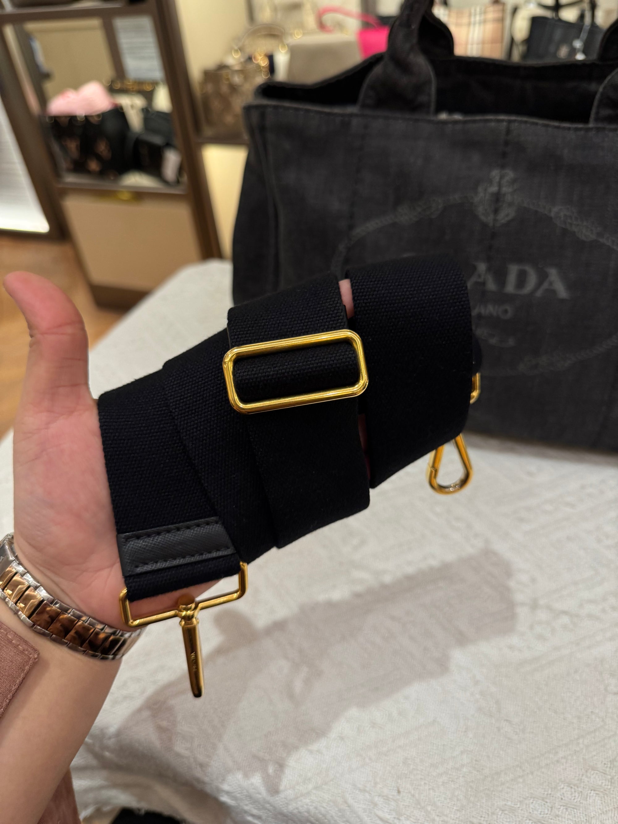 Prada Canapa Denim Tote Small