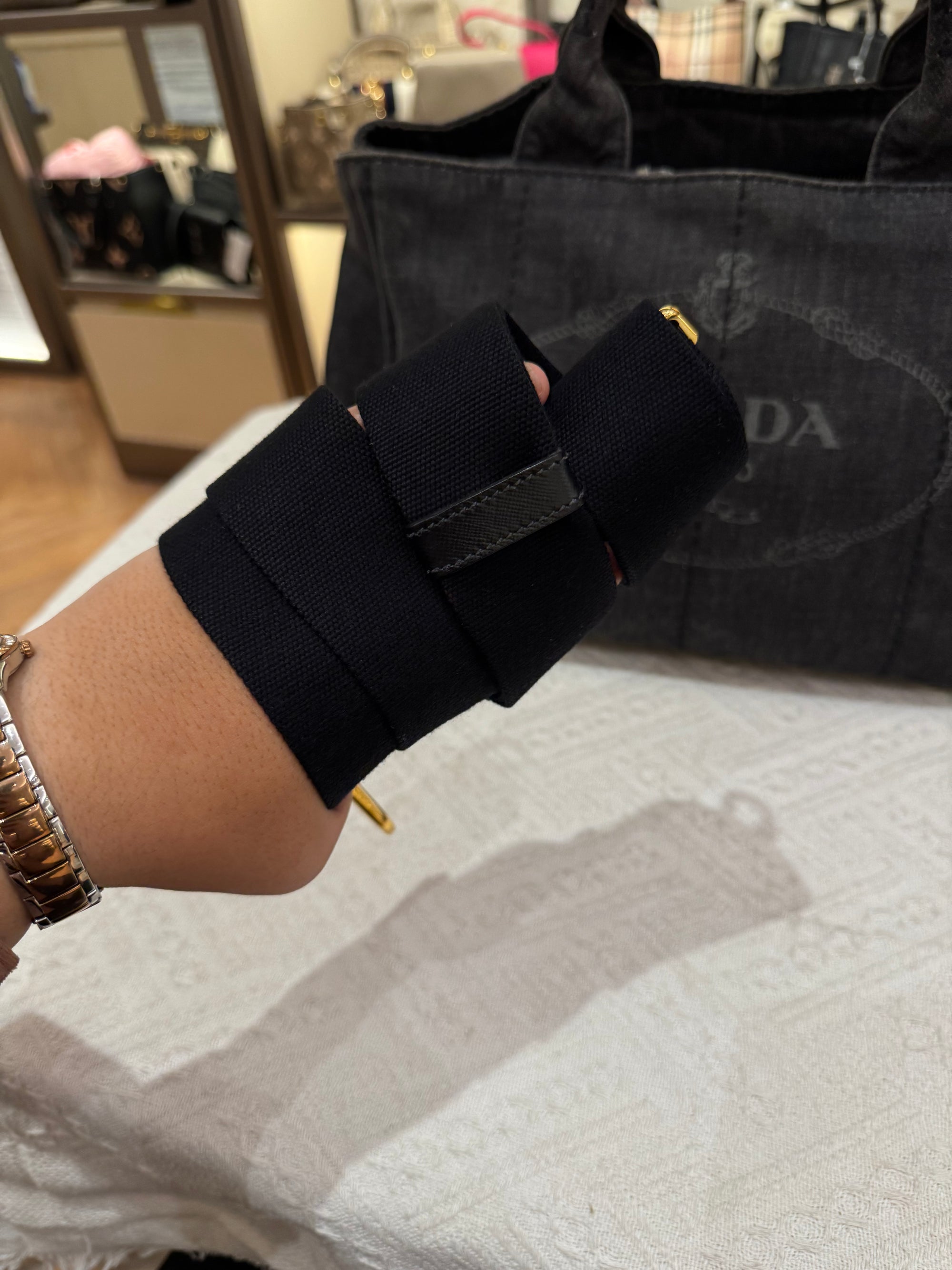 Prada Canapa Denim Tote Small