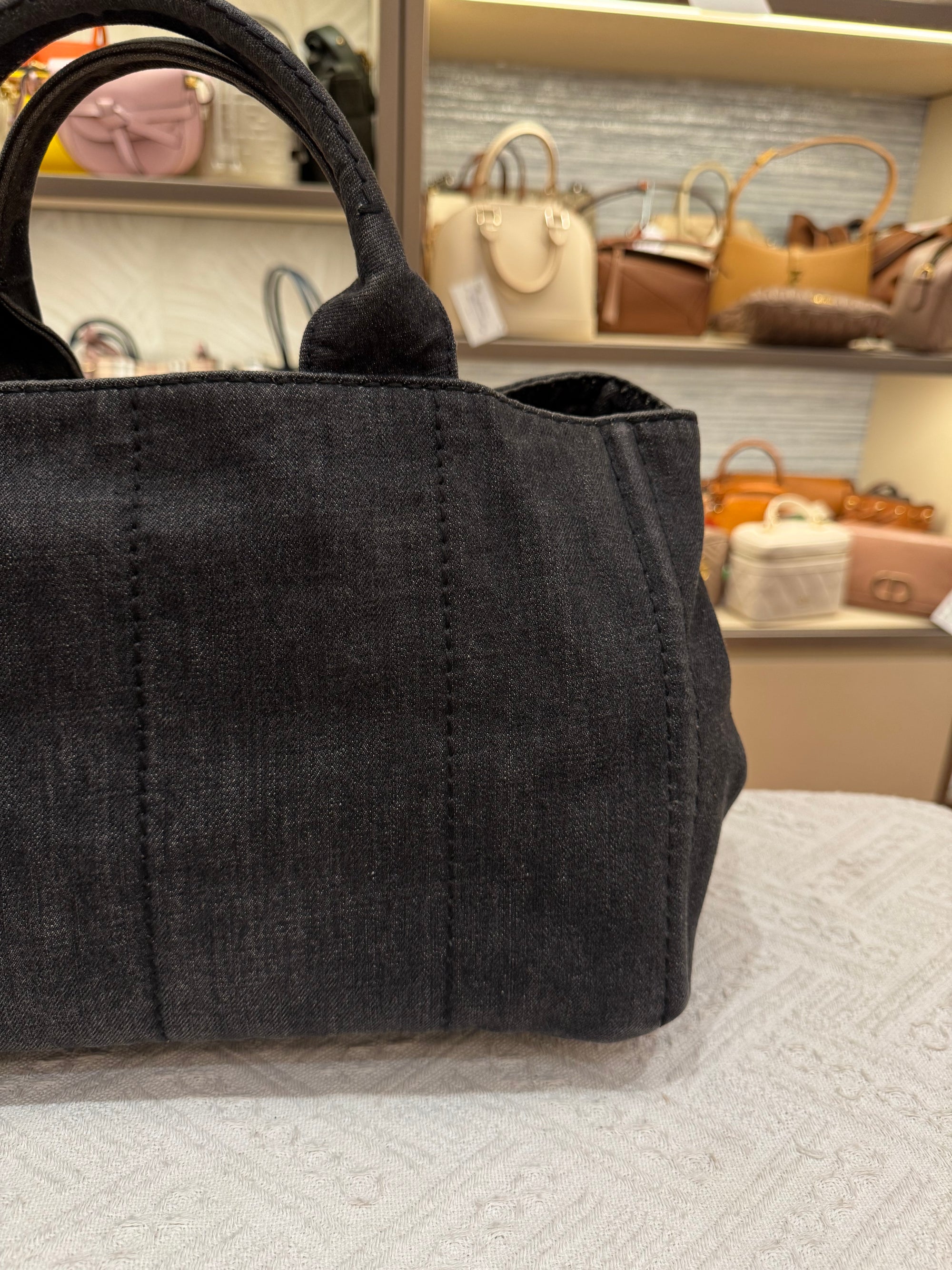 Prada Canapa Denim Tote Small