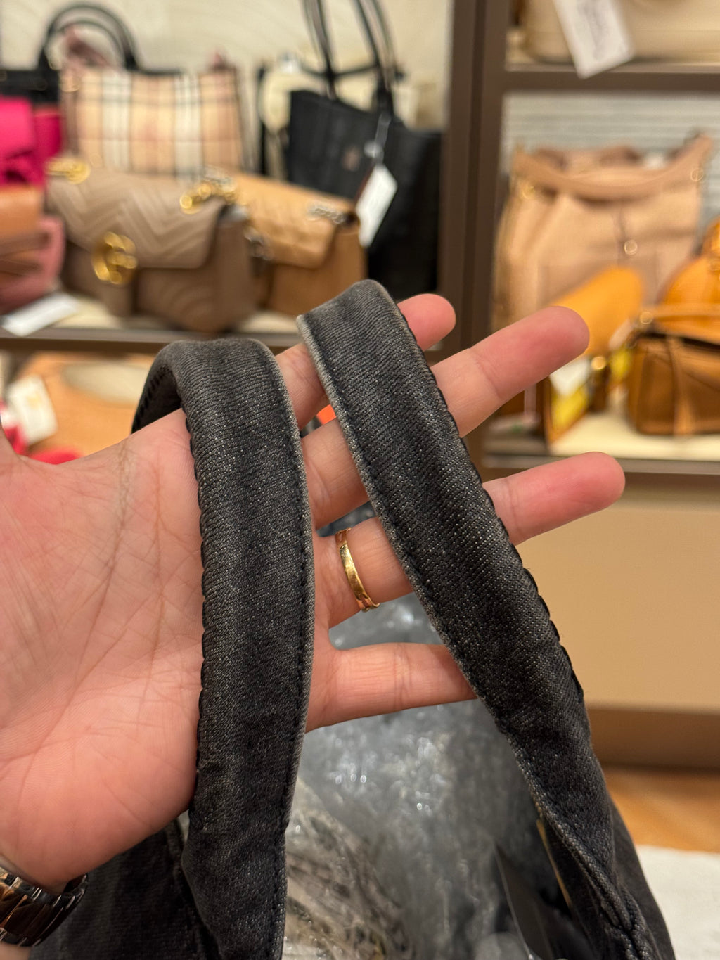 Prada Canapa Denim Tote Small