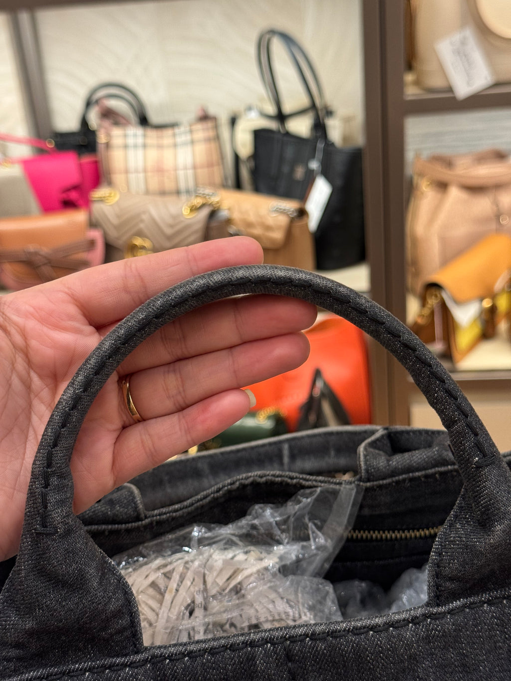 Prada Canapa Denim Tote Small