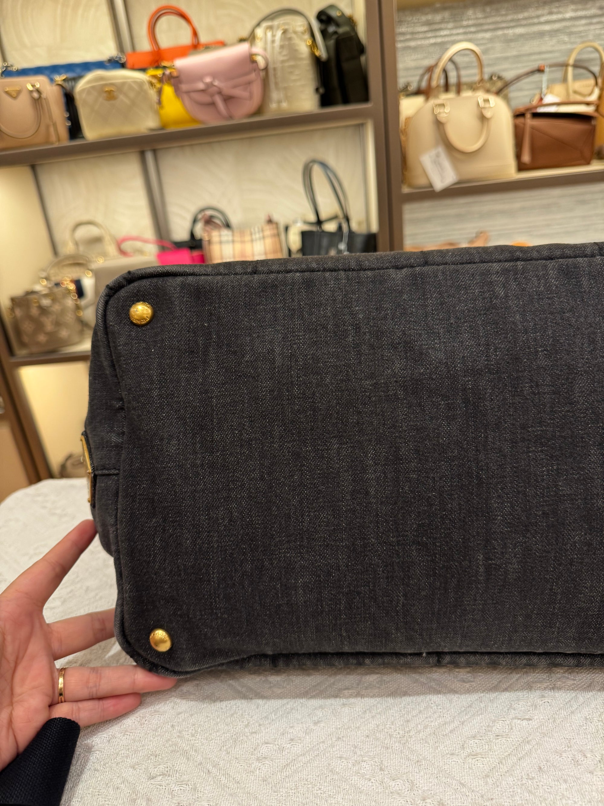 Prada Canapa Denim Tote Small