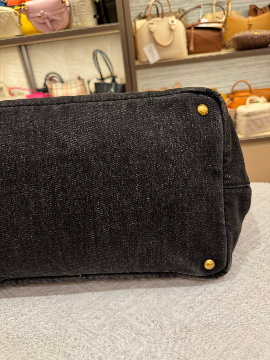 Prada Canapa Denim Tote Small