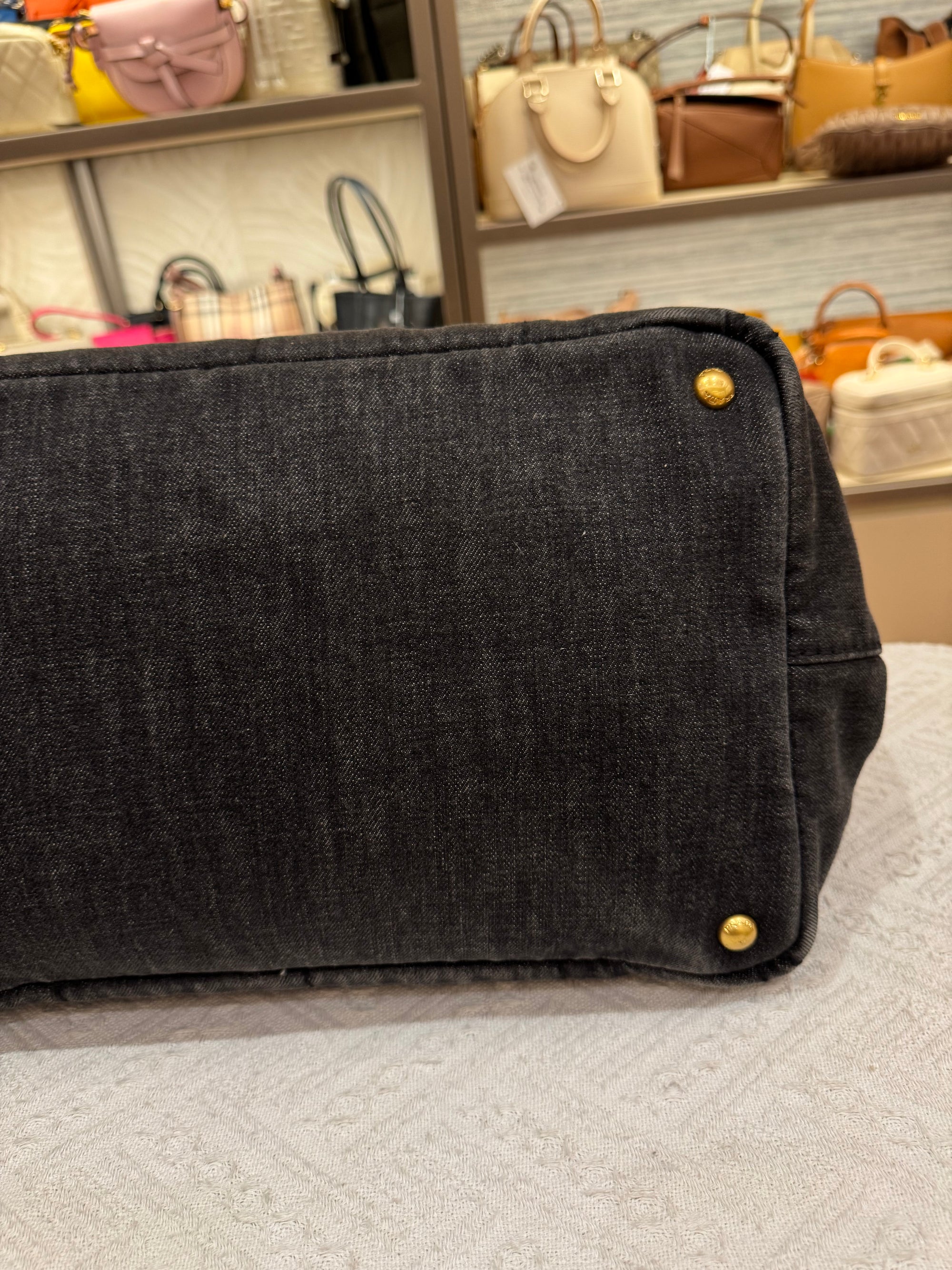 Prada Canapa Denim Tote Small