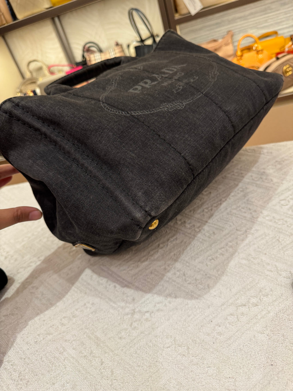 Prada Canapa Denim Tote Small