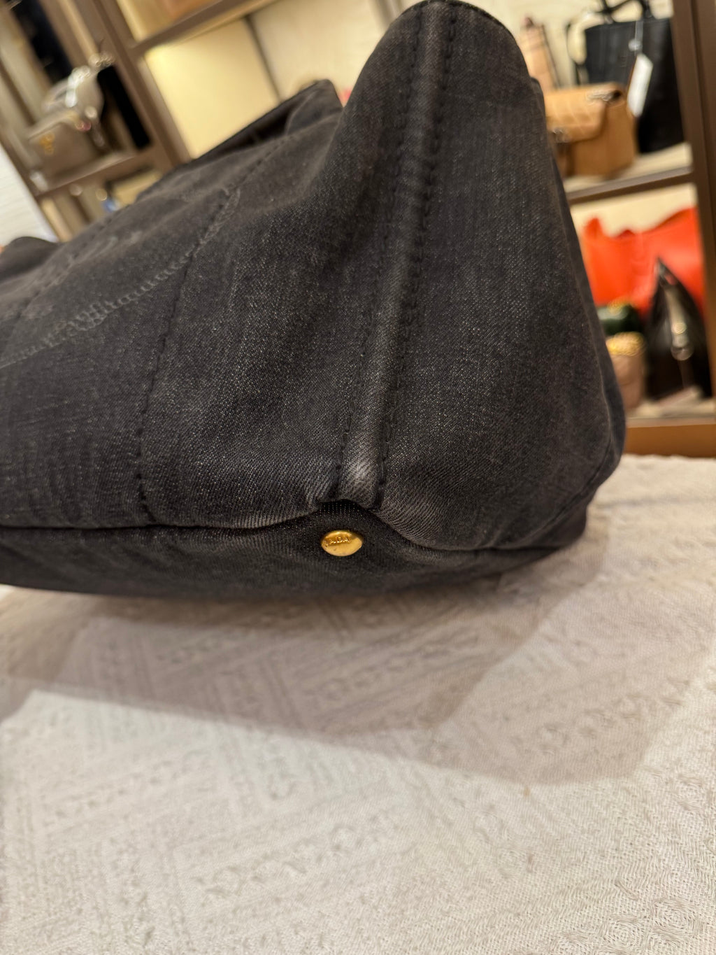 Prada Canapa Denim Tote Small