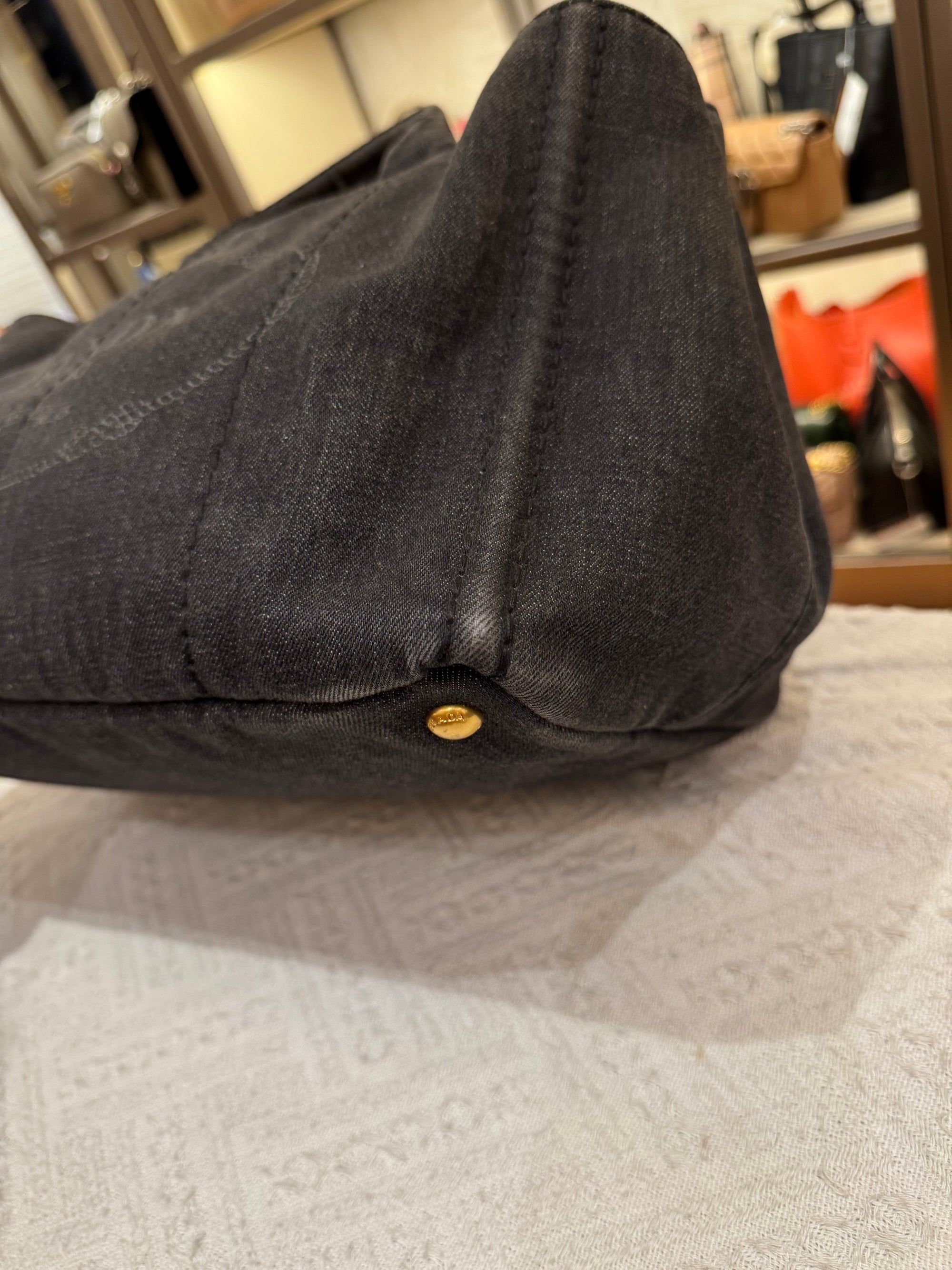 Prada Canapa Denim Tote Small