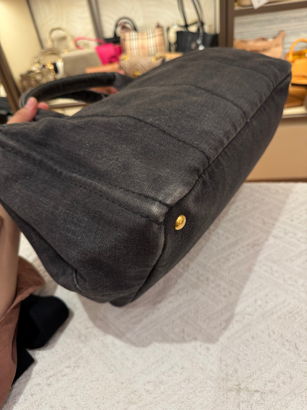 Prada Canapa Denim Tote Small