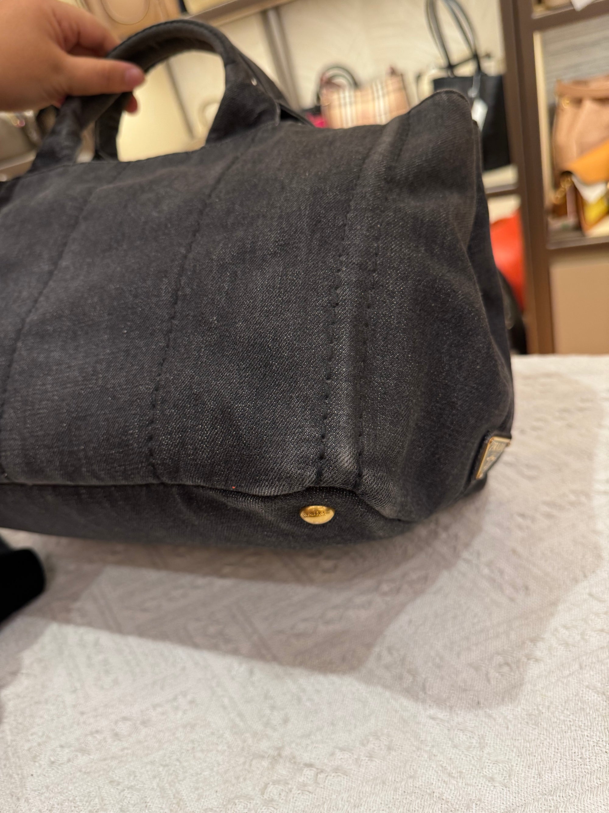 Prada Canapa Denim Tote Small
