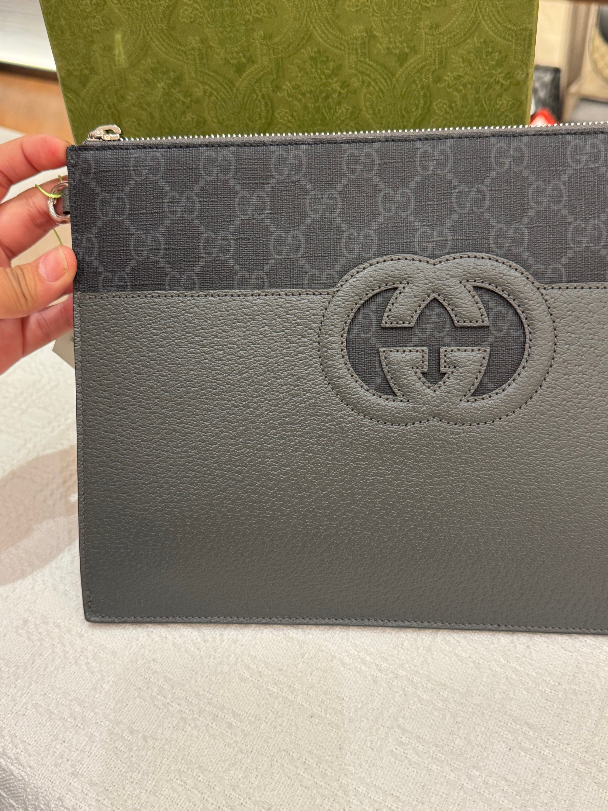 Gucci Clutch Cut Out GG Grey
