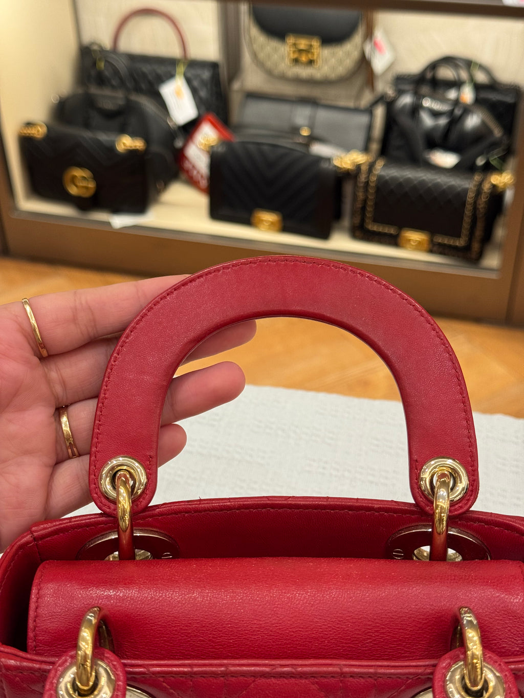 Lady Dior Mini Cannage Red