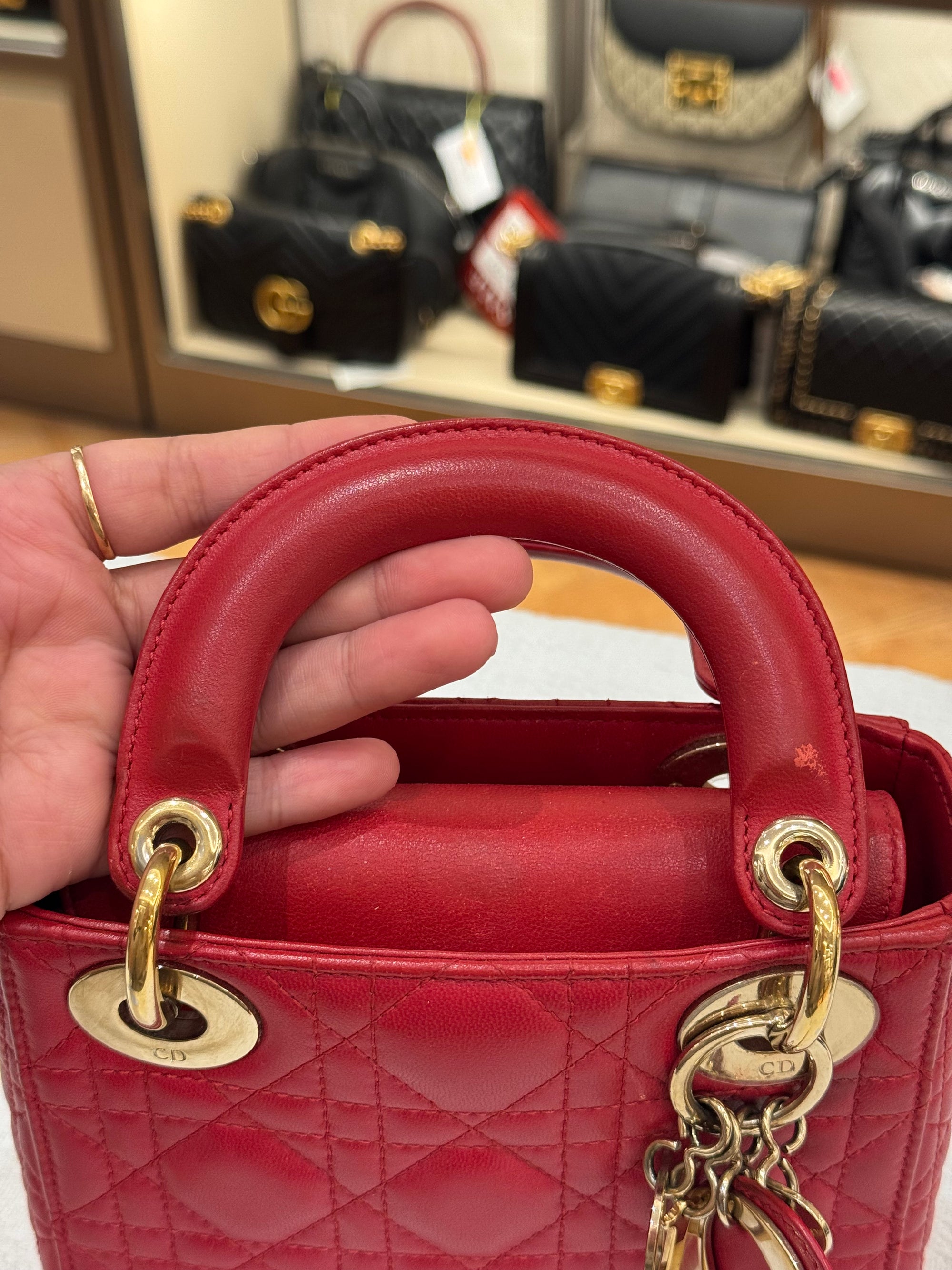 Lady Dior Mini Cannage Red