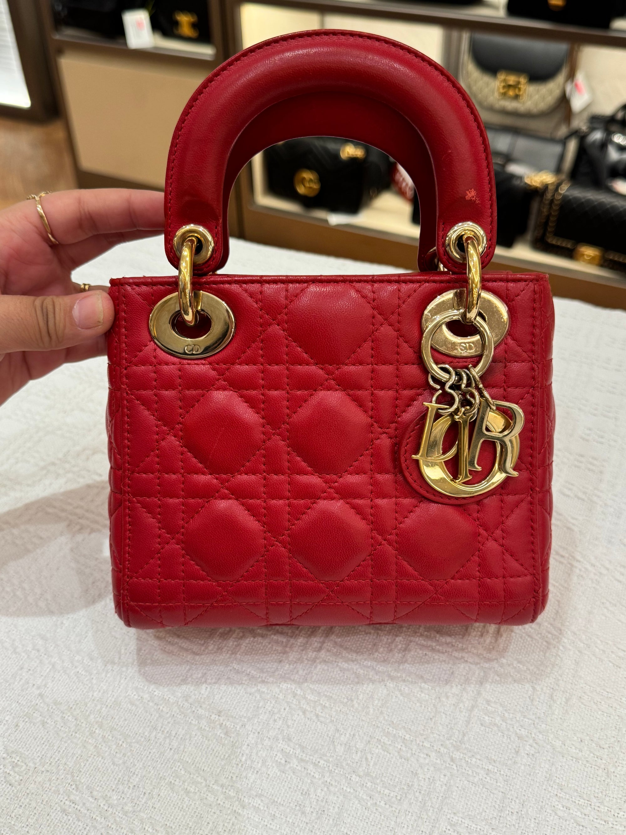 Lady Dior Mini Cannage Red
