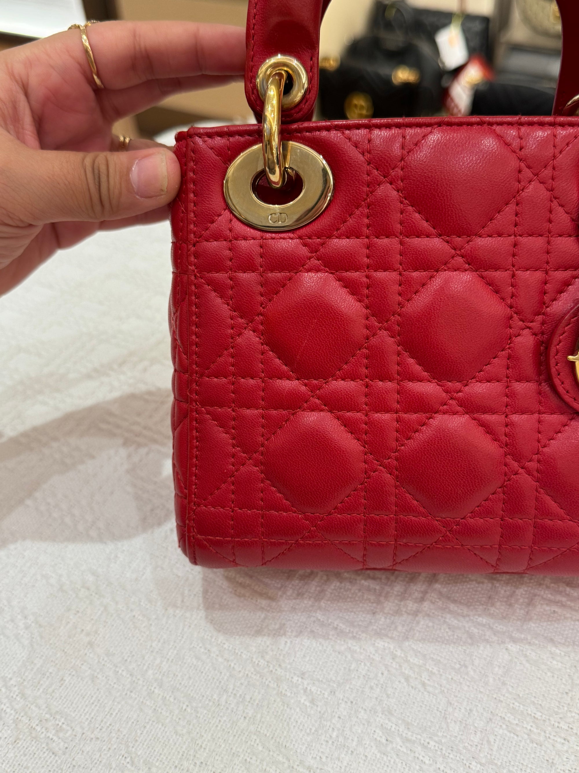Lady Dior Mini Cannage Red