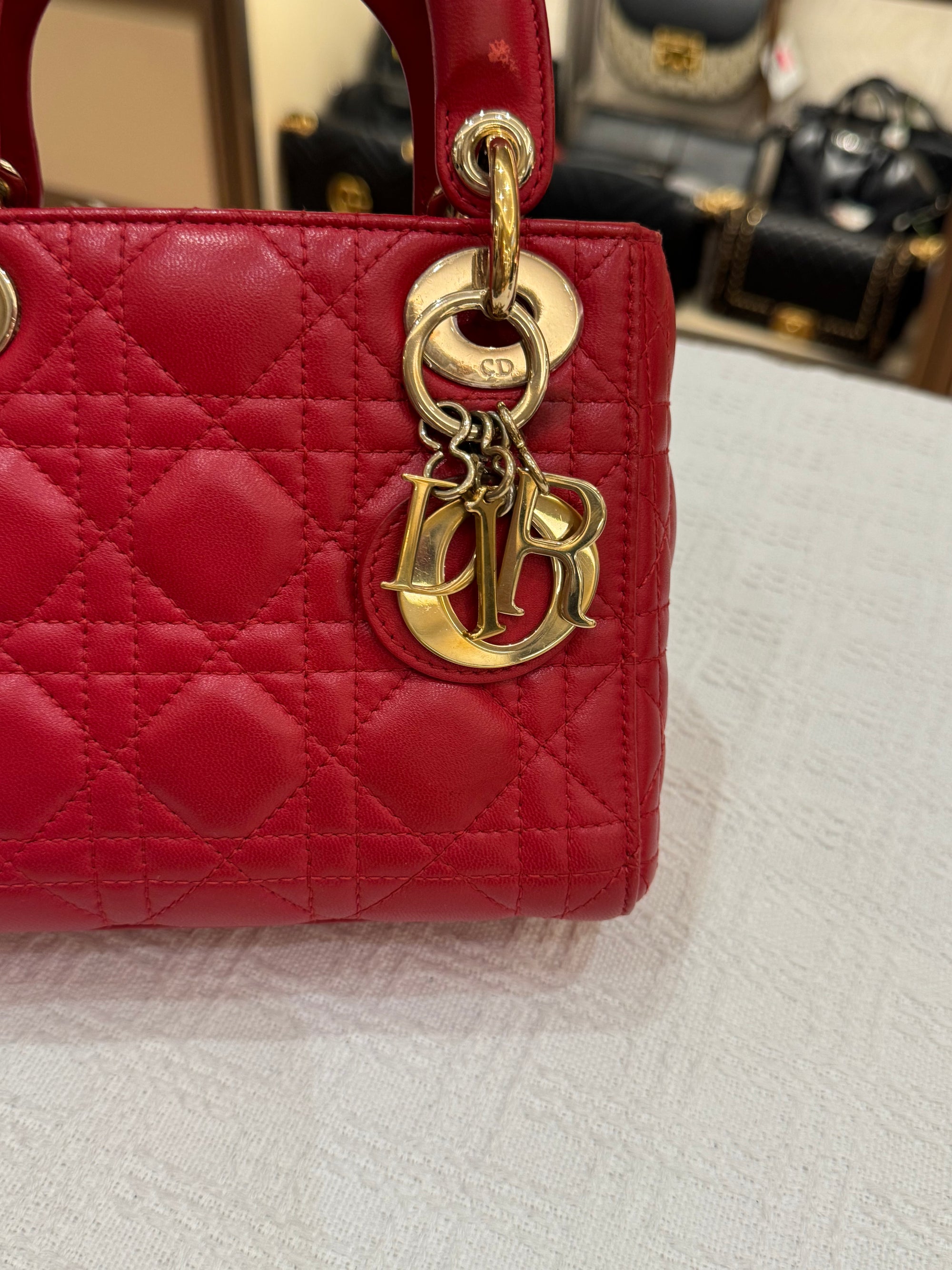 Lady Dior Mini Cannage Red