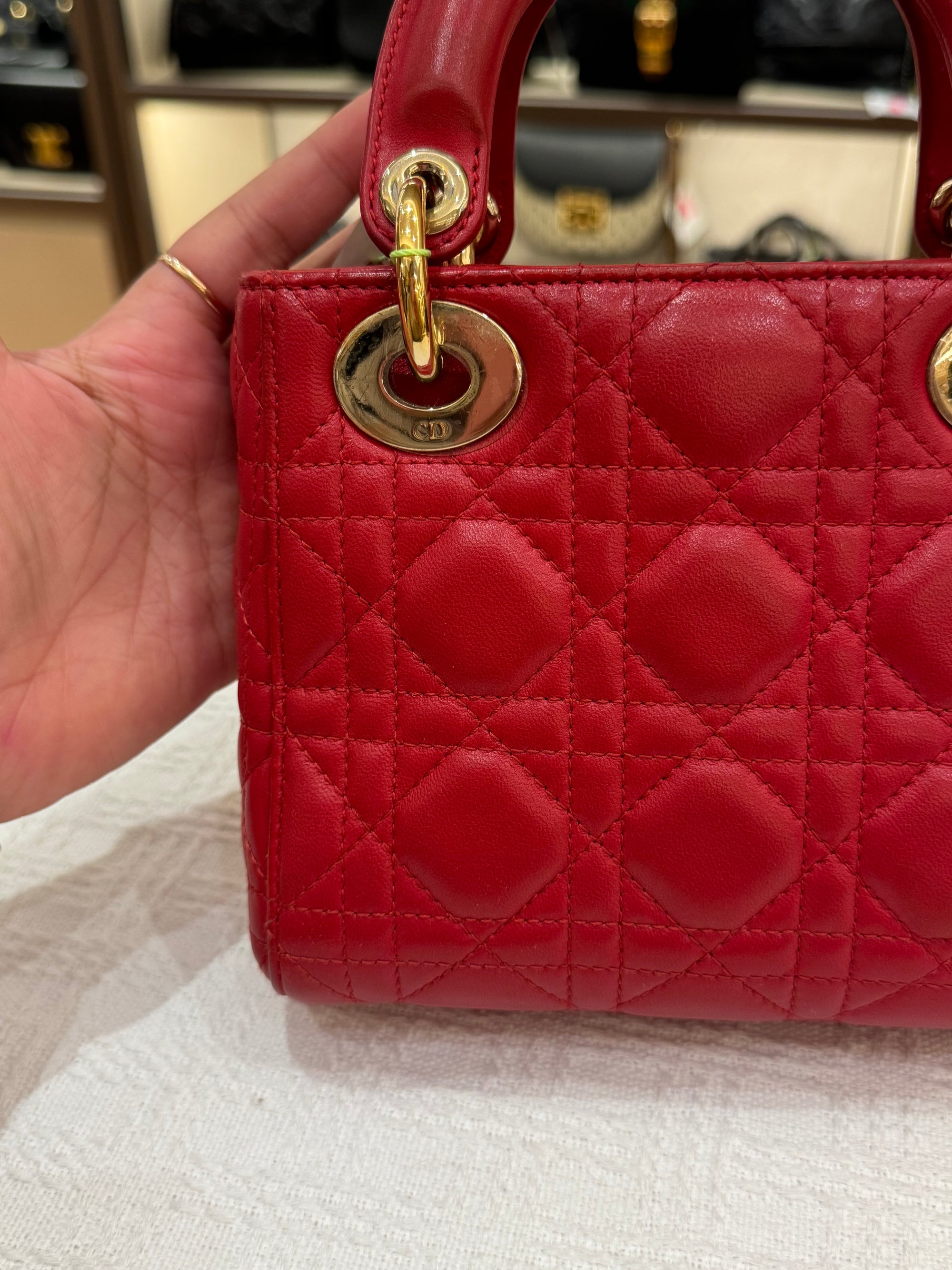 Lady Dior Mini Cannage Red