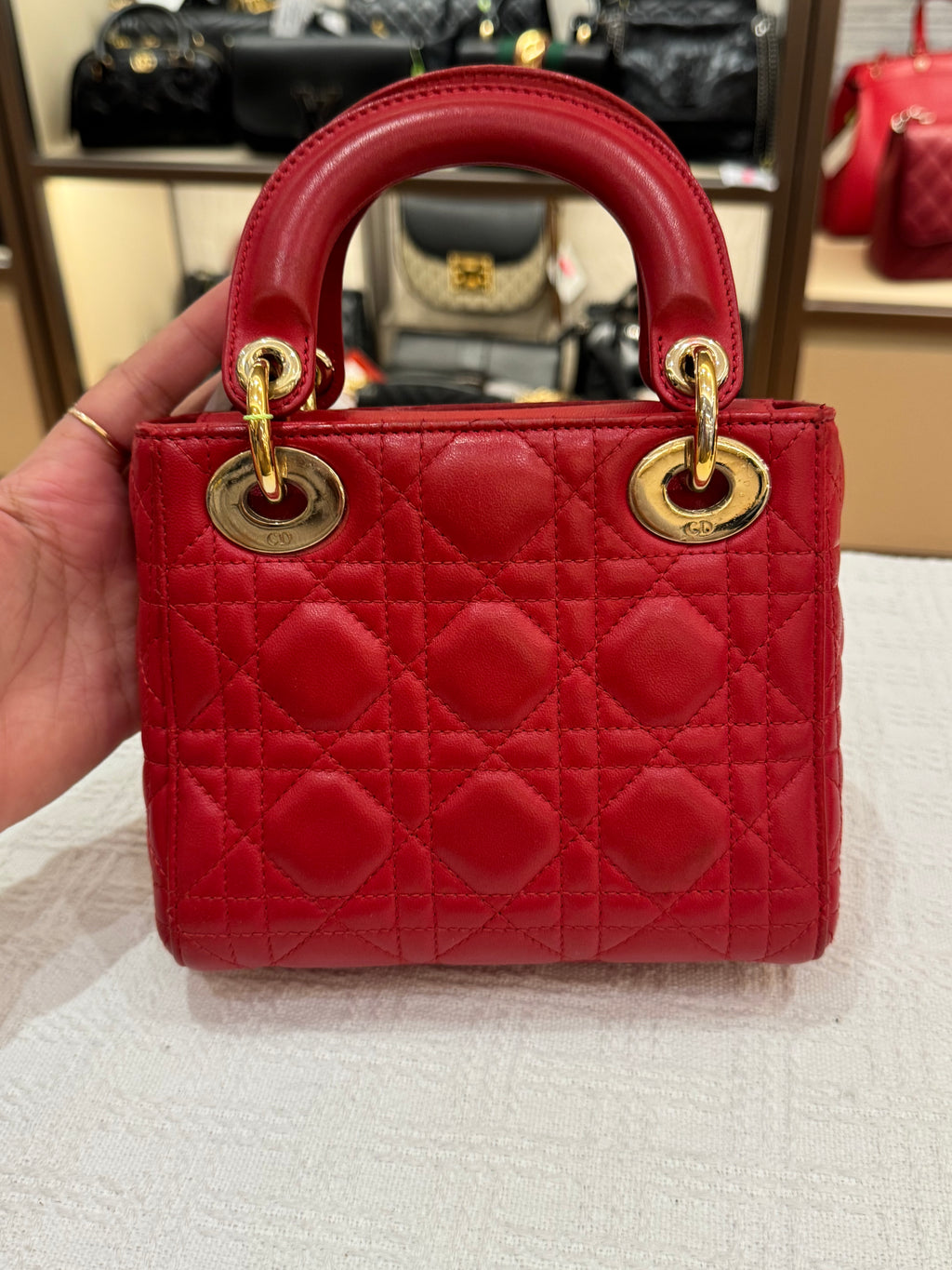 Lady Dior Mini Cannage Red