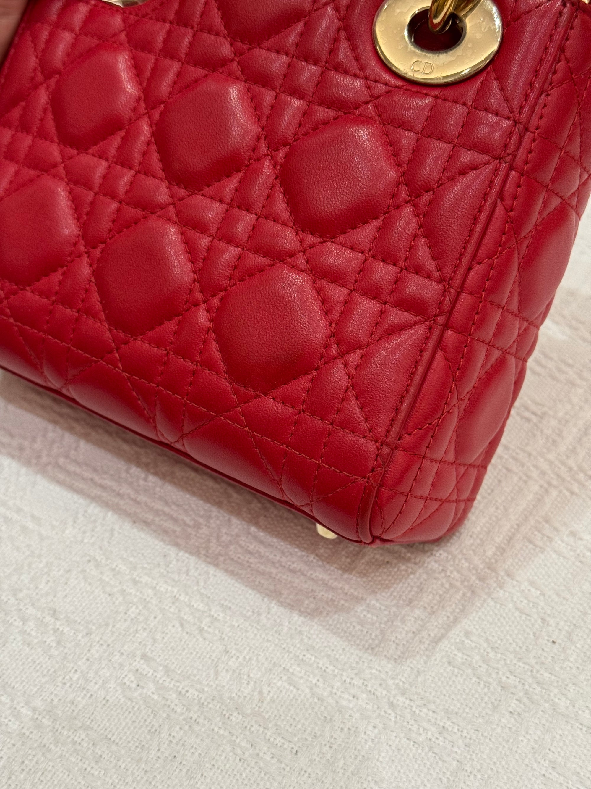 Lady Dior Mini Cannage Red