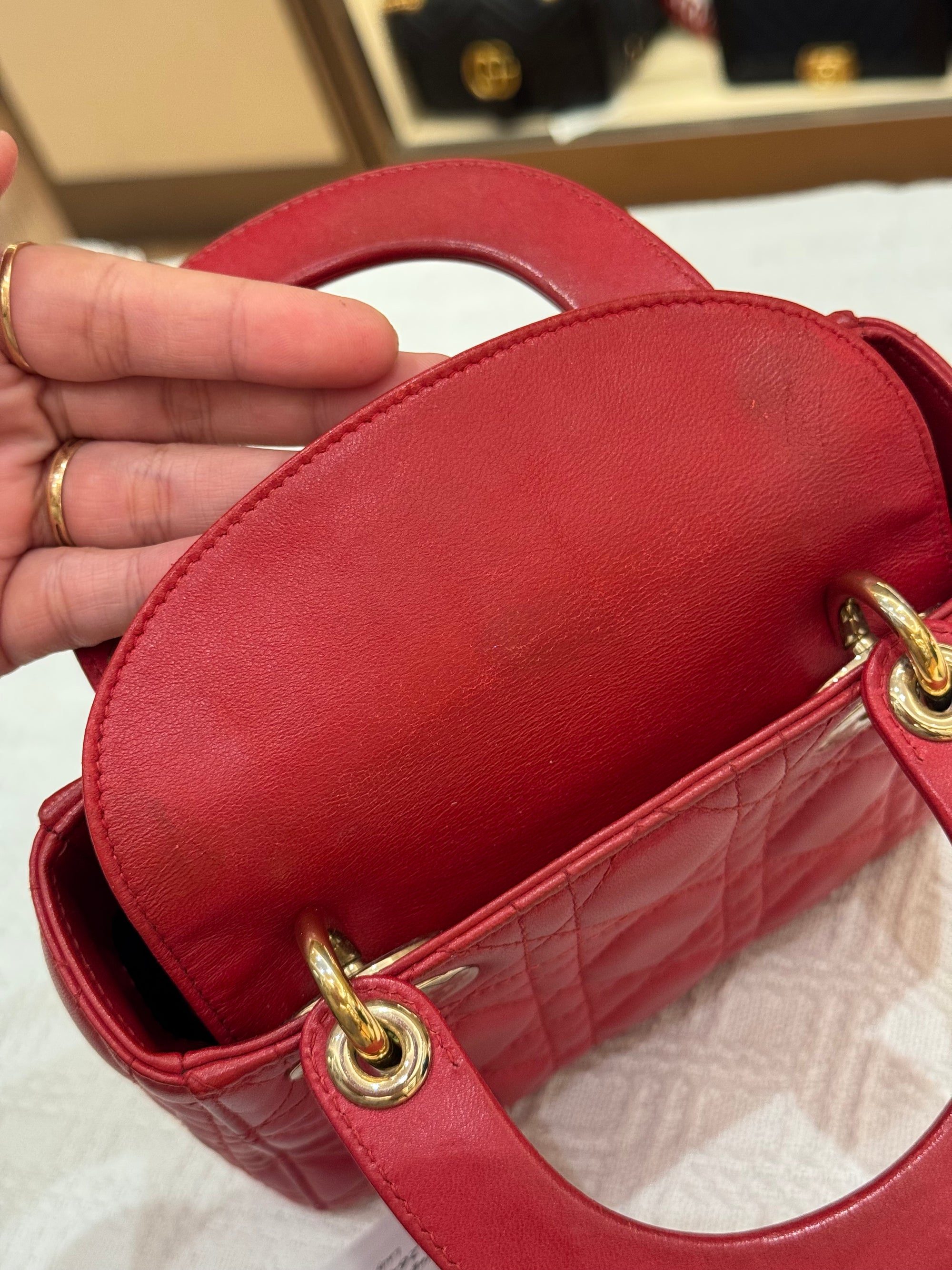 Lady Dior Mini Cannage Red