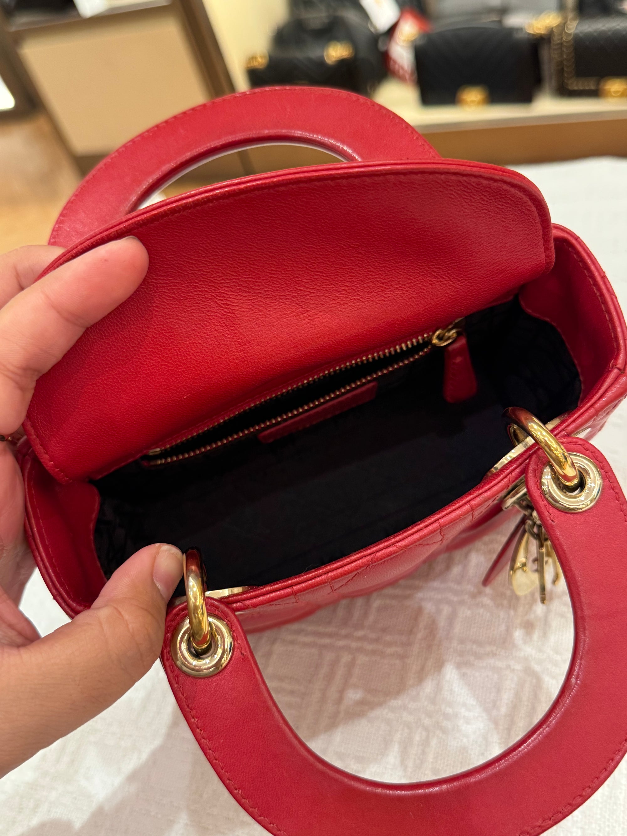Lady Dior Mini Cannage Red
