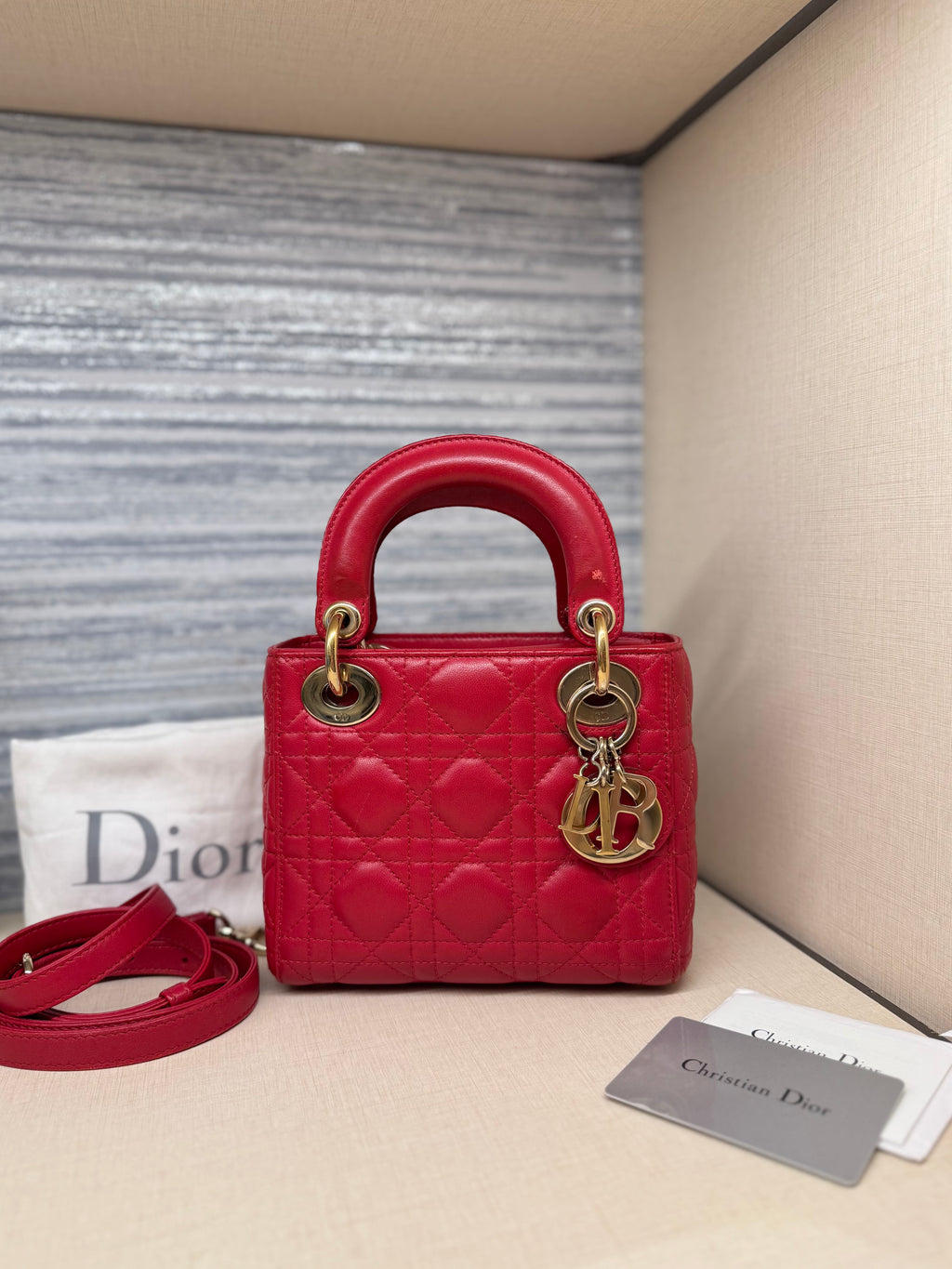 Lady Dior Mini Cannage Red