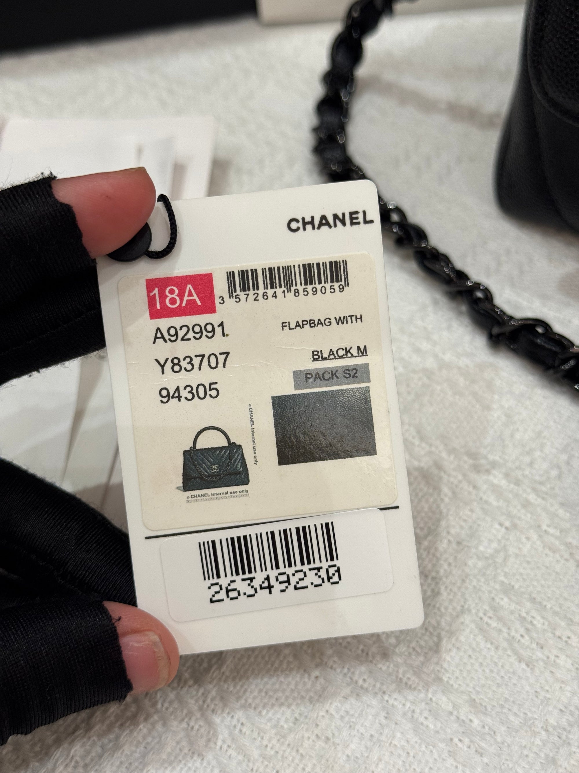 Chanel Coco Handle Medium Caviar Chevron So Black