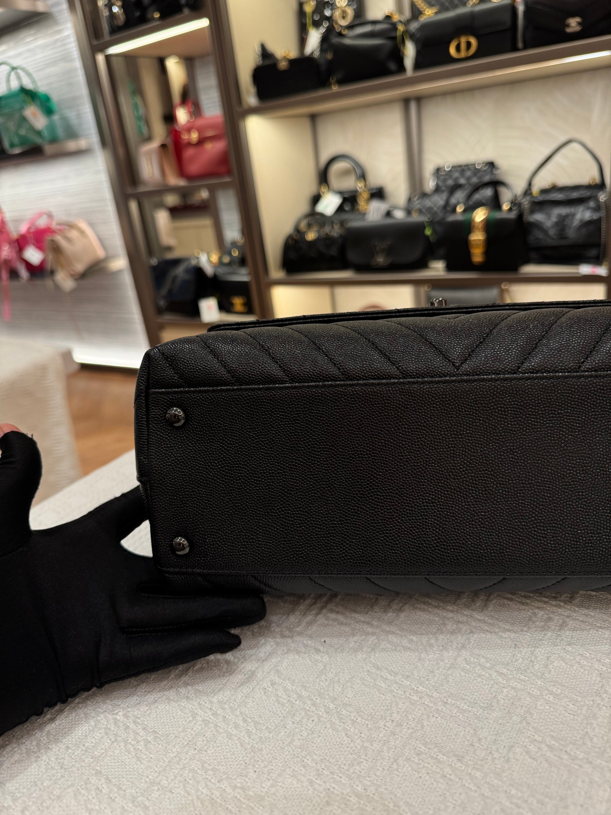 Chanel Coco Handle Medium Caviar Chevron So Black
