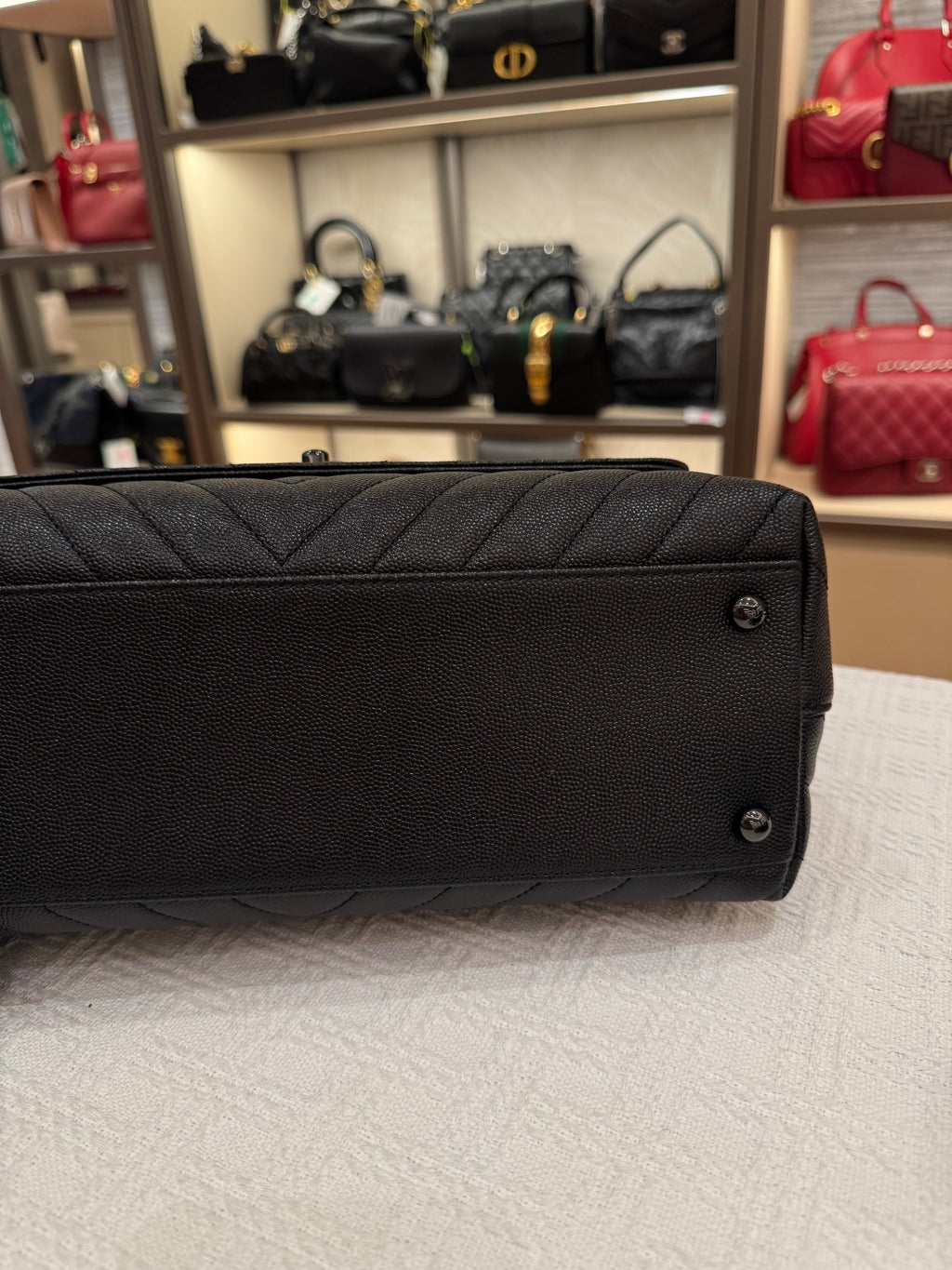 Chanel Coco Handle Medium Caviar Chevron So Black