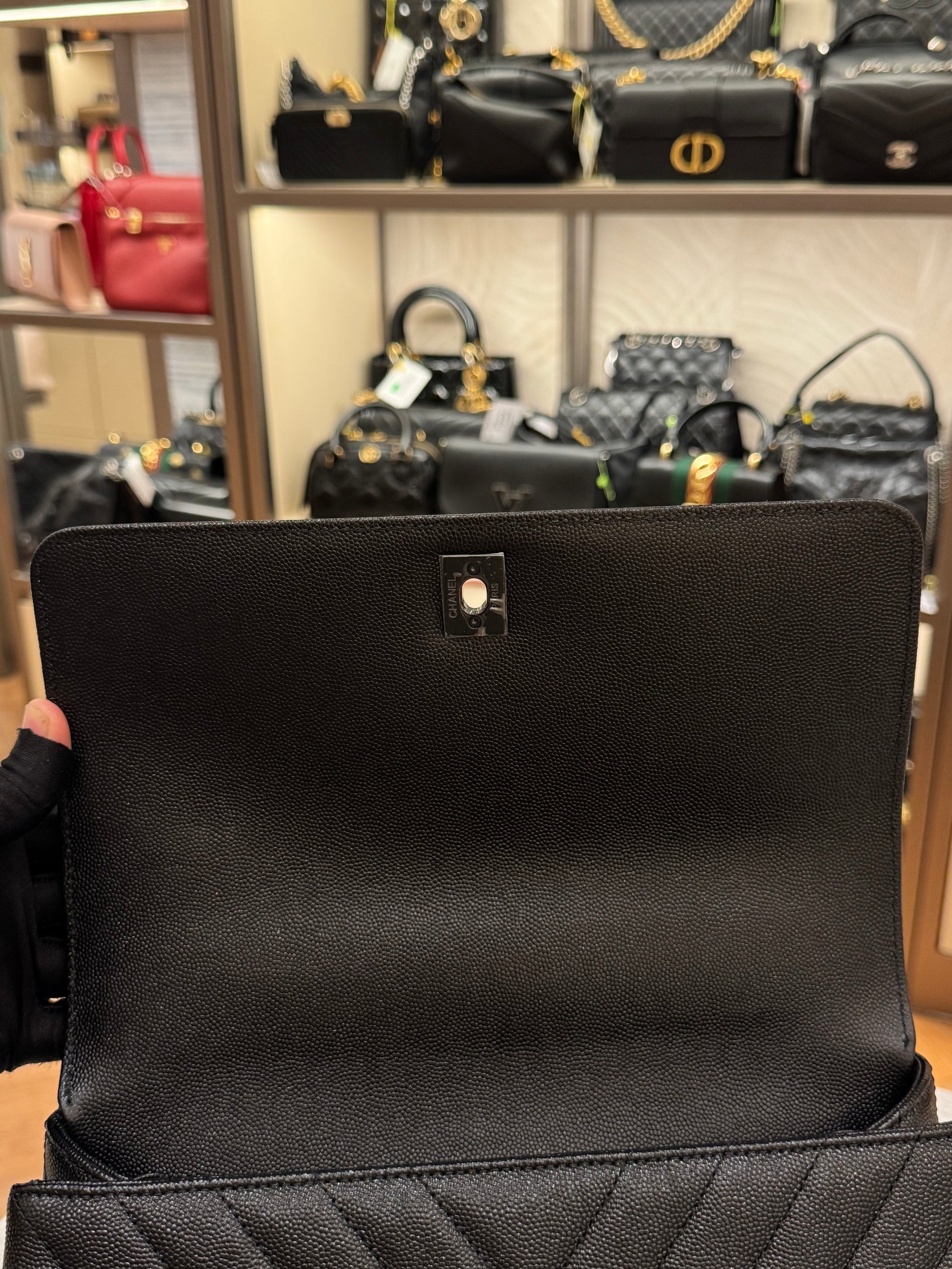 Chanel Coco Handle Medium Caviar Chevron So Black