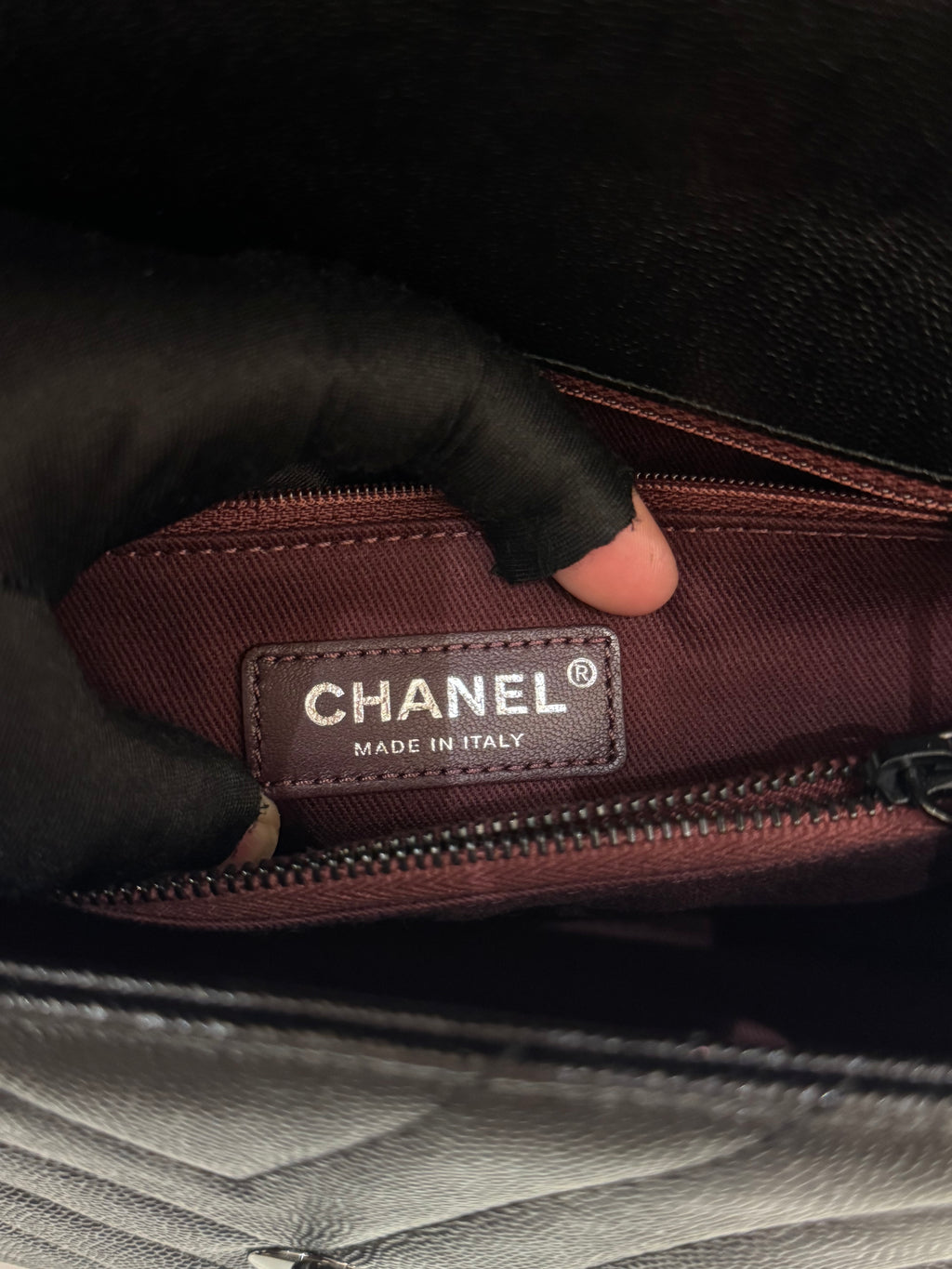 Chanel Coco Handle Medium Caviar Chevron So Black