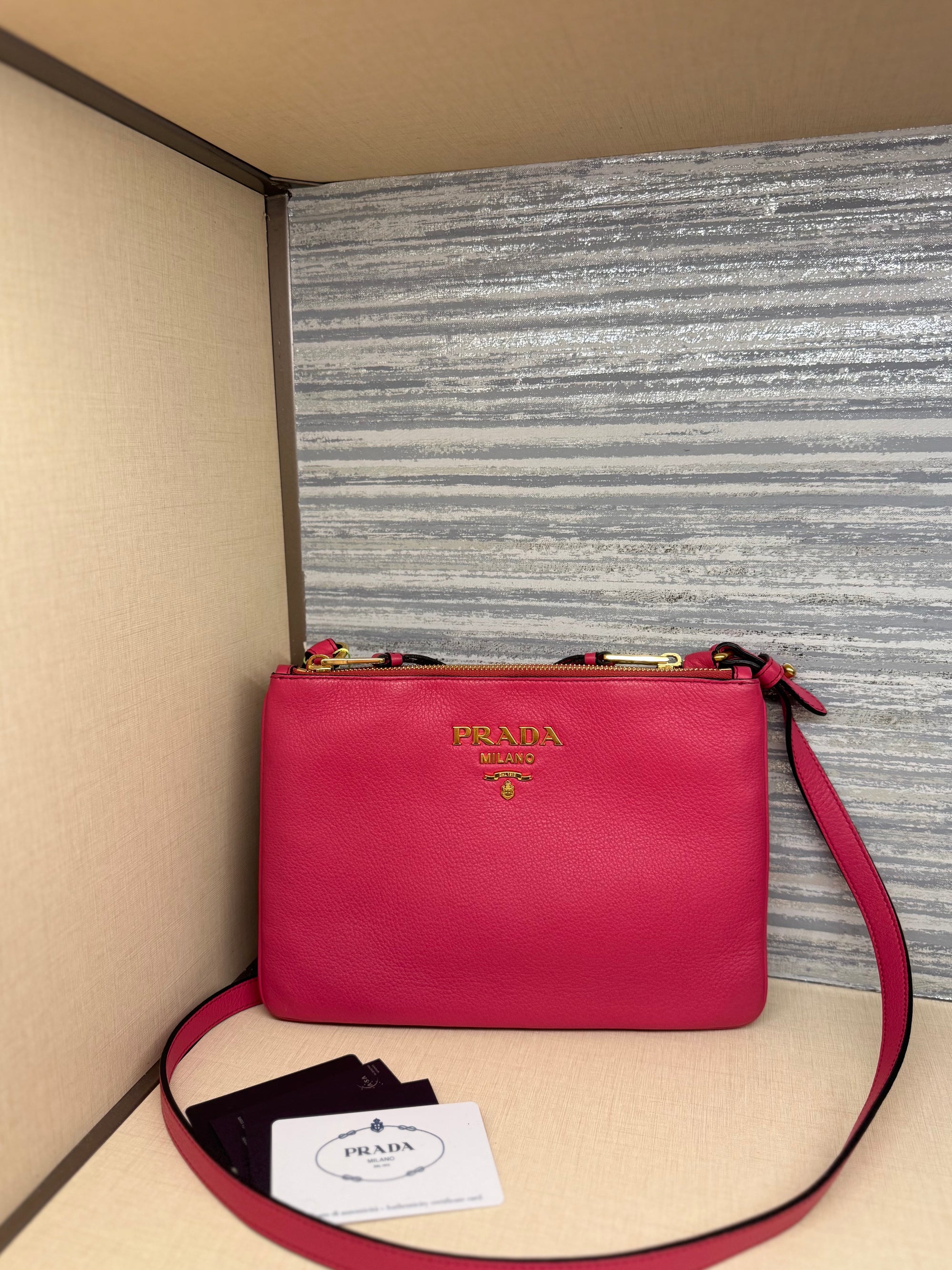 Prada Sling Double Zip Peonia