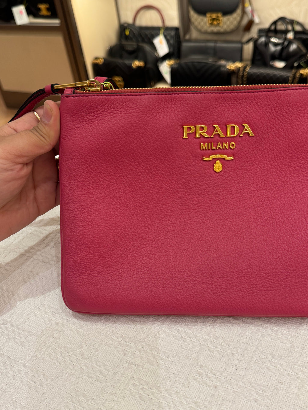 Prada Sling Double Zip Peonia