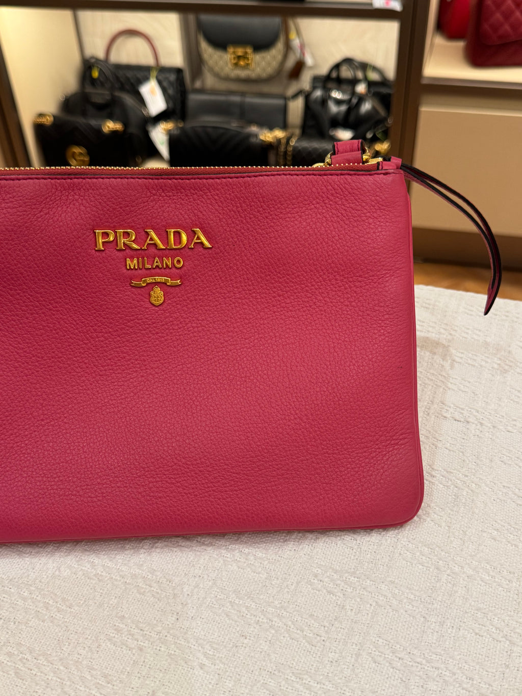 Prada Sling Double Zip Peonia