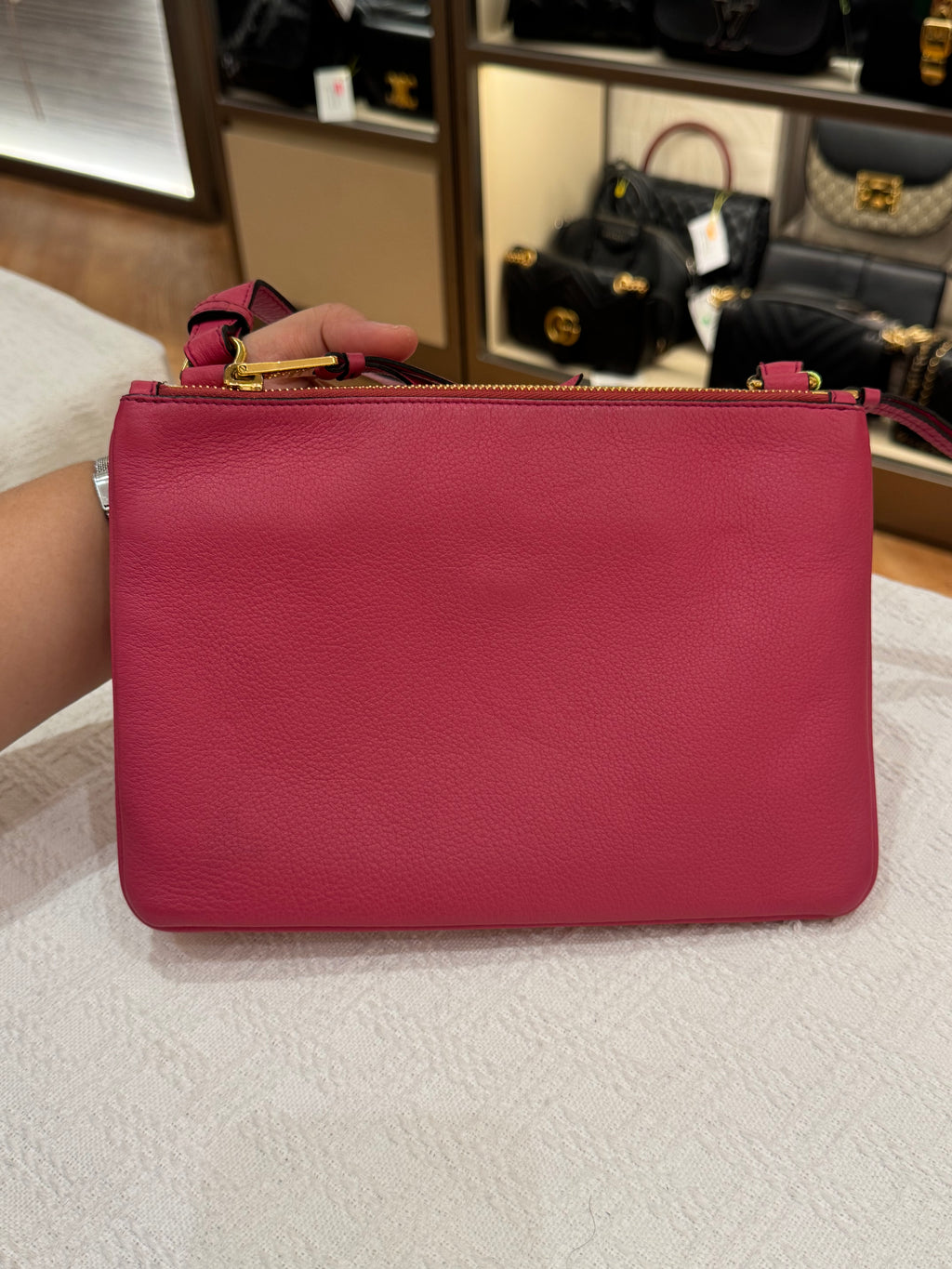 Prada Sling Double Zip Peonia