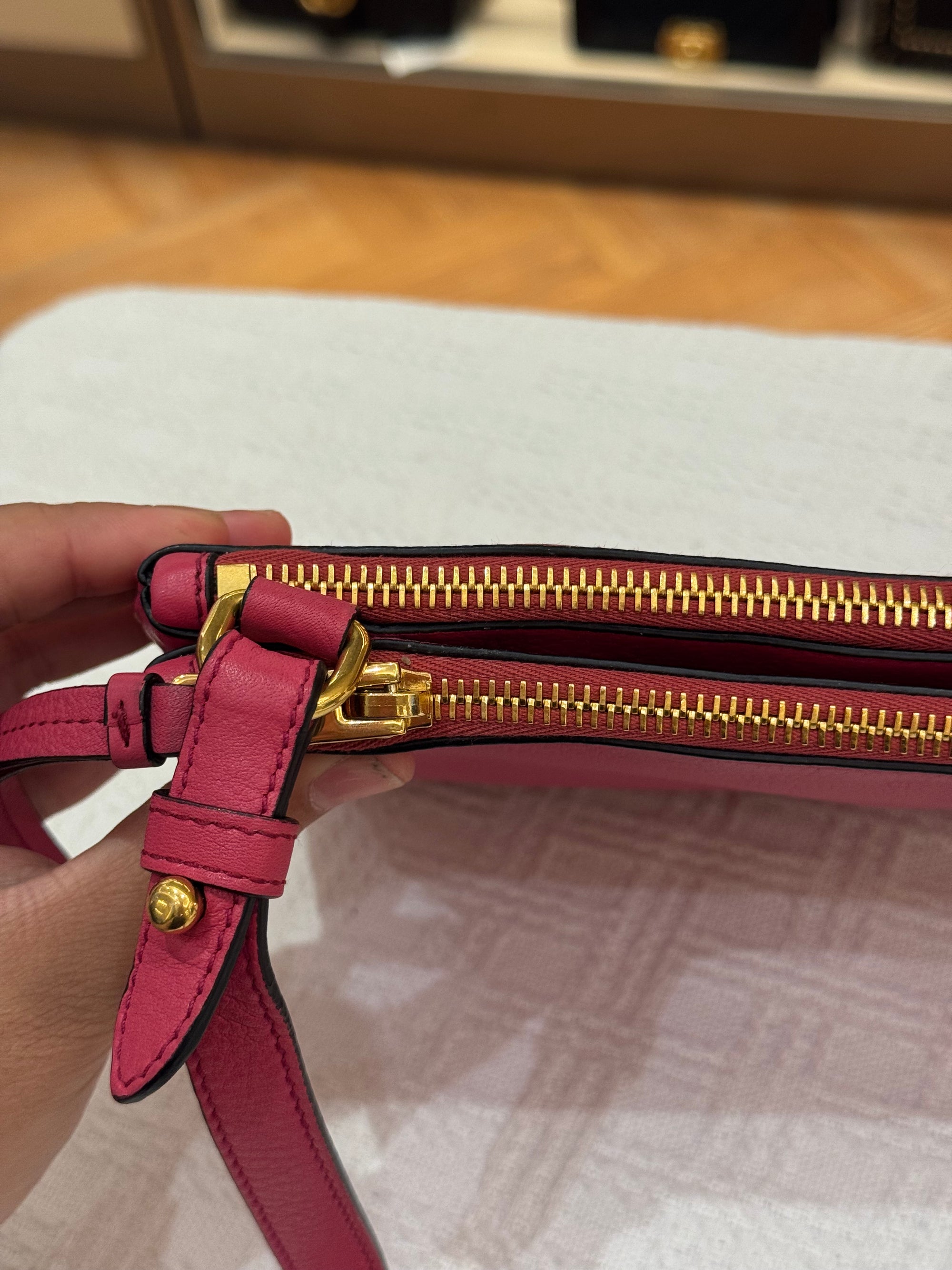 Prada Sling Double Zip Peonia