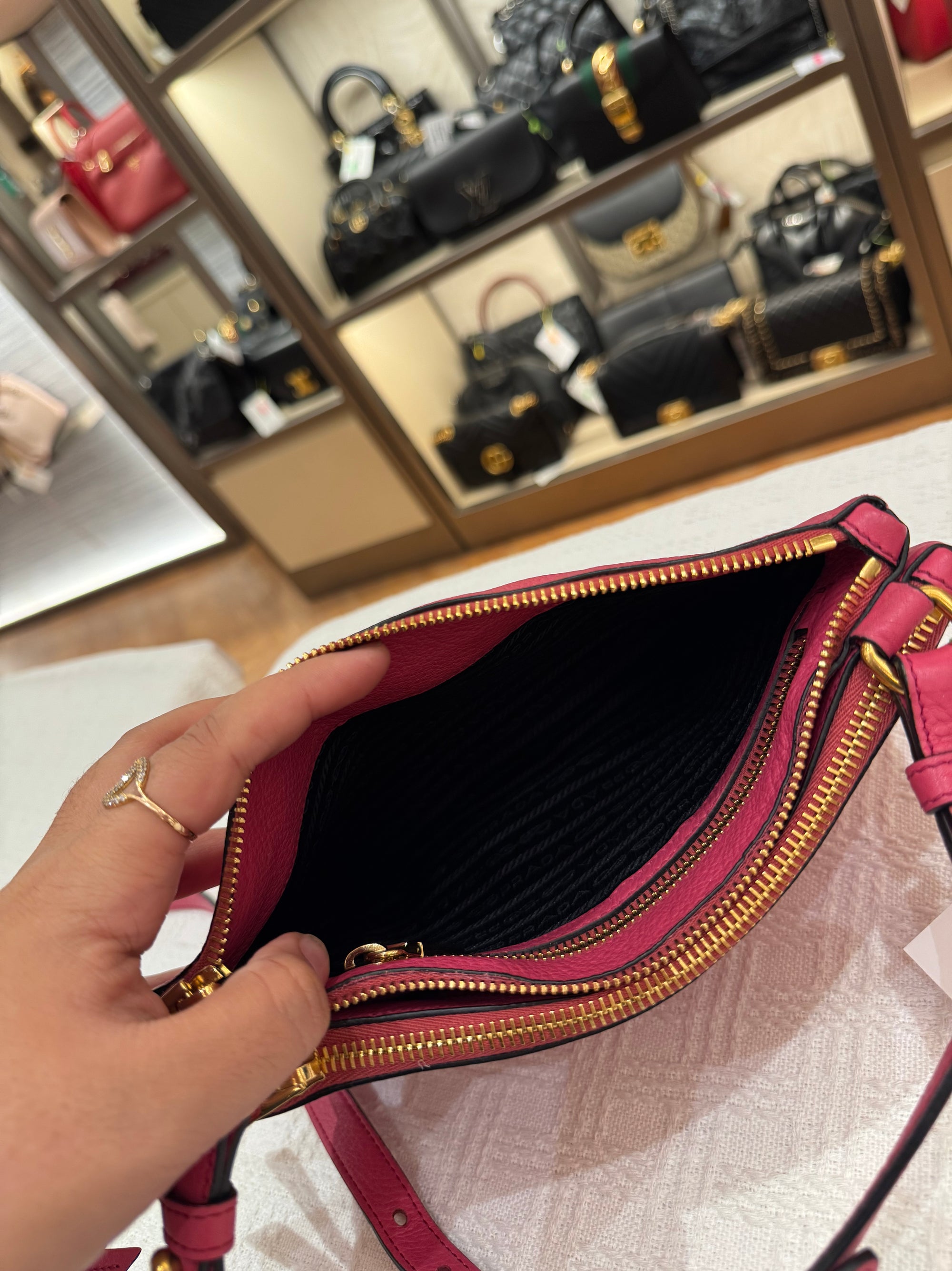 Prada Sling Double Zip Peonia