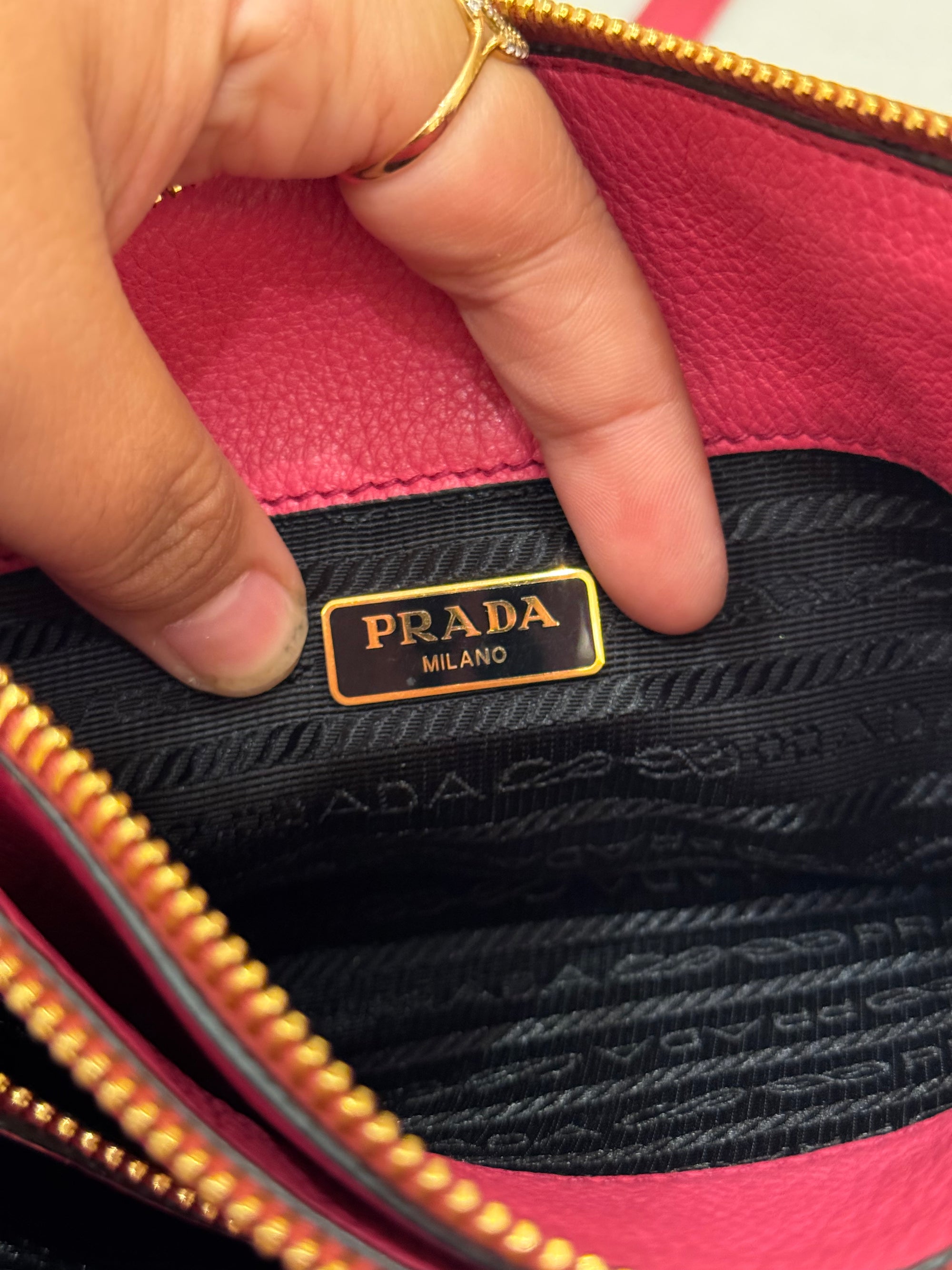 Prada Sling Double Zip Peonia